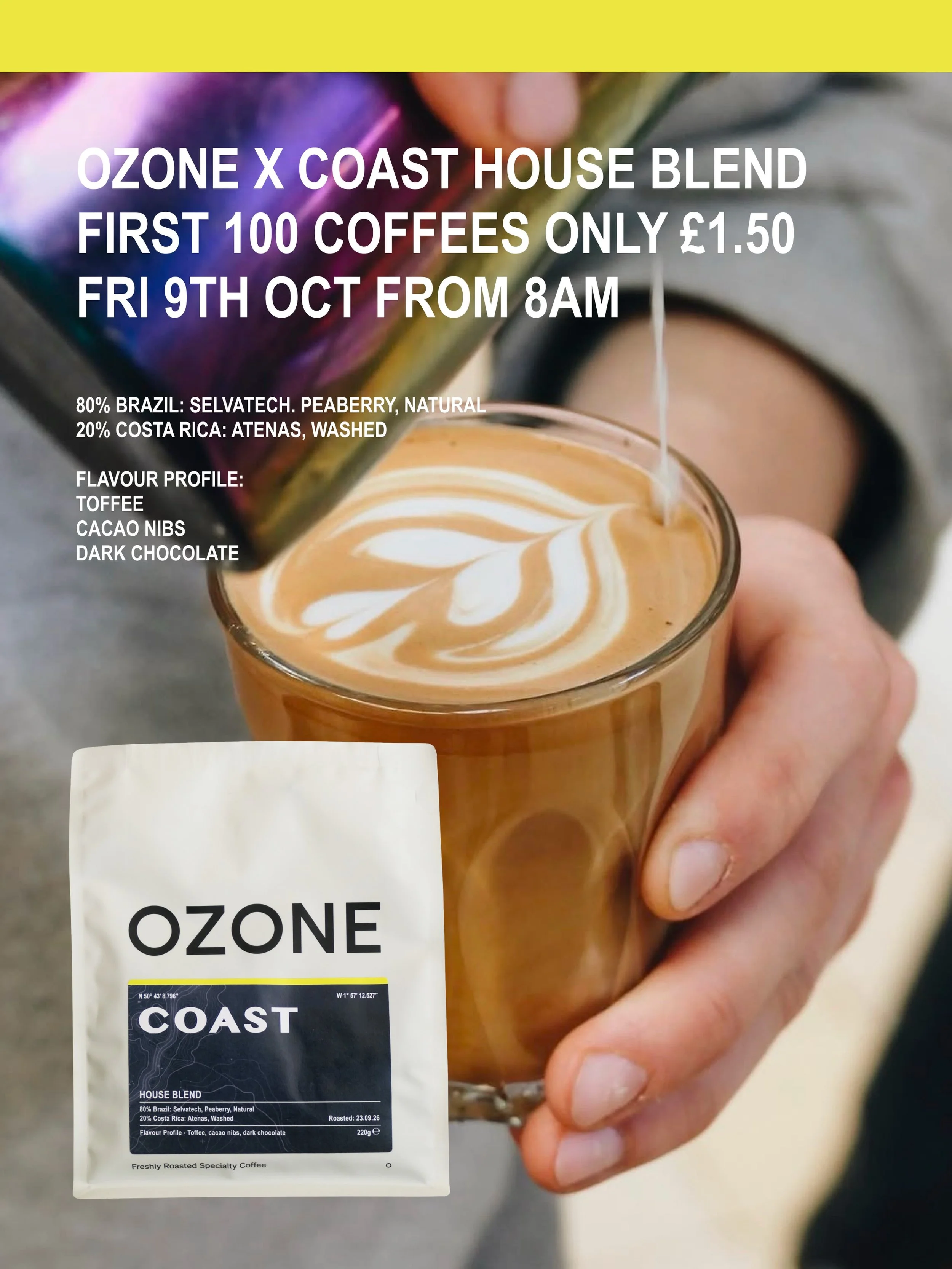 ☕ Coast. x Ozone Coffee ☕

We&rsquo;re excited to be teaming up with Coast. for a special coffee activation next Friday.

To celebrate, we&rsquo;ll be reducing the first 100 complimentary coffees at &pound;1.50 on the day, brewed using Ozone Coffee a