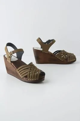 Olive Green and Dark Wood Sandals from Anthropologie .