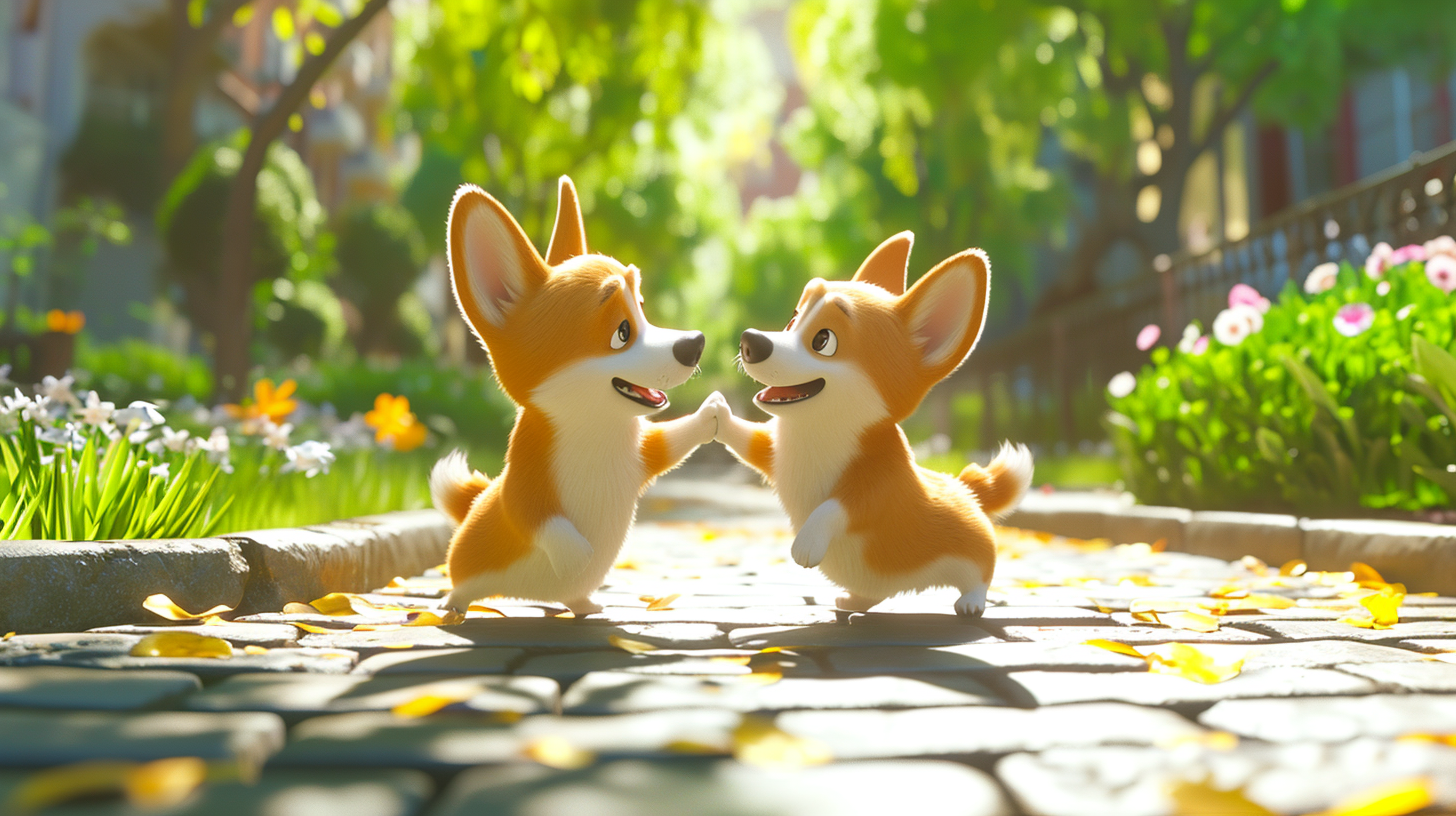 tschav_kids_cartoon_style_pixar_3D_characters_two_corgis_high-f_1e0a5c46-bb7e-4777-b47f-1f0801ccac17.png