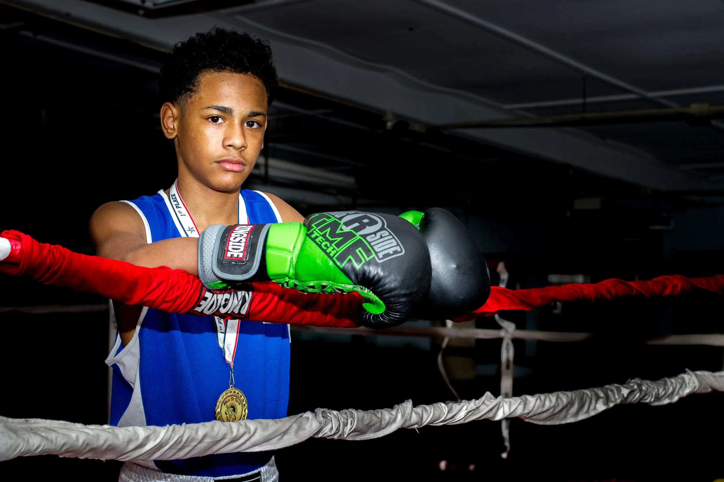 Luis LaBoy poses for a portrait at East Reading Boxing Club on May 18, 2016, in Reading, Pennsylvania. LaBoy has only been boxing for two years but has already won a regional title.
