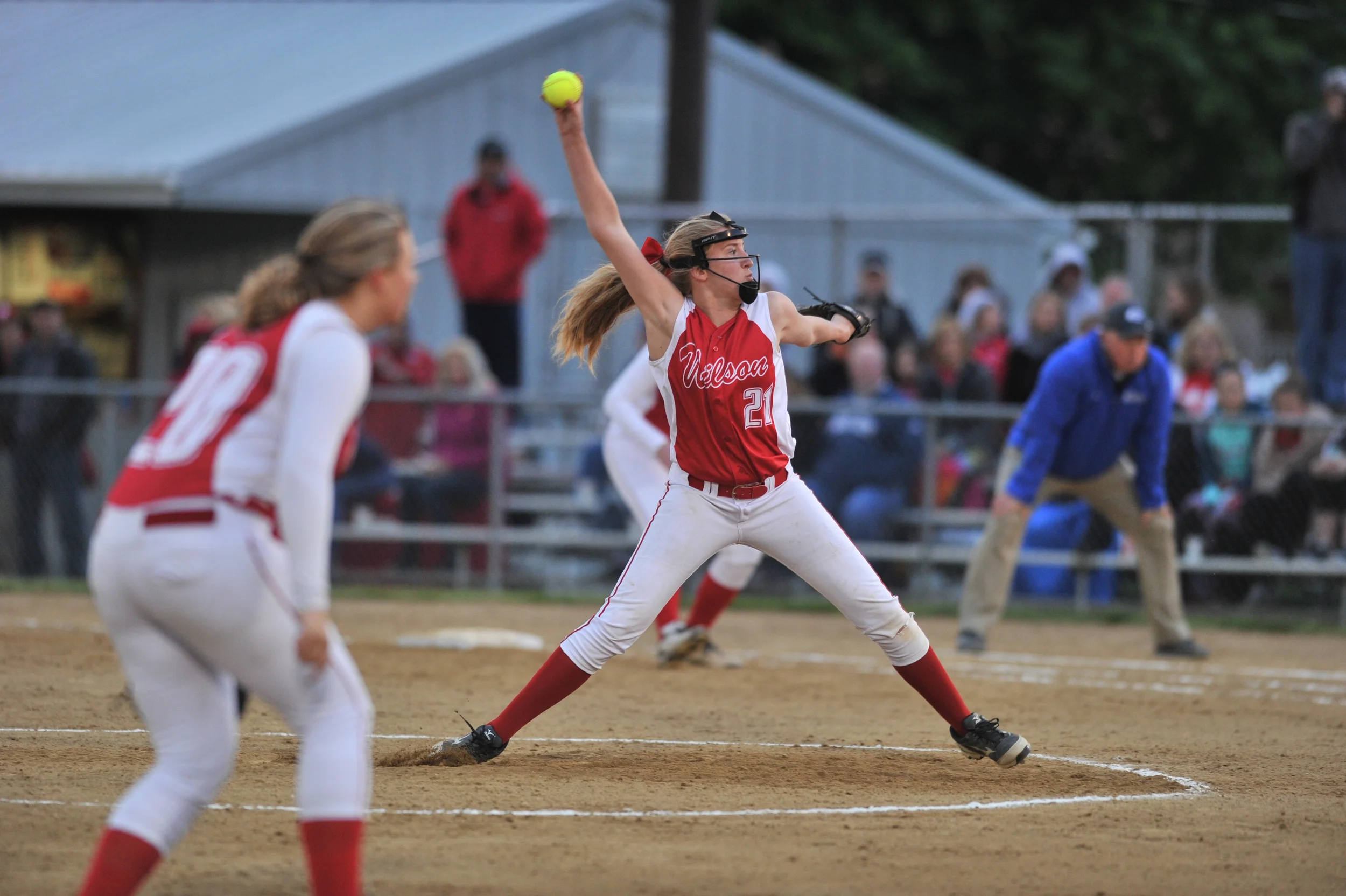 Wilson High School's Emily Love pitches the ball at the semi-final game against Exeter on May 17, 2016, at Lyons Ballfield.