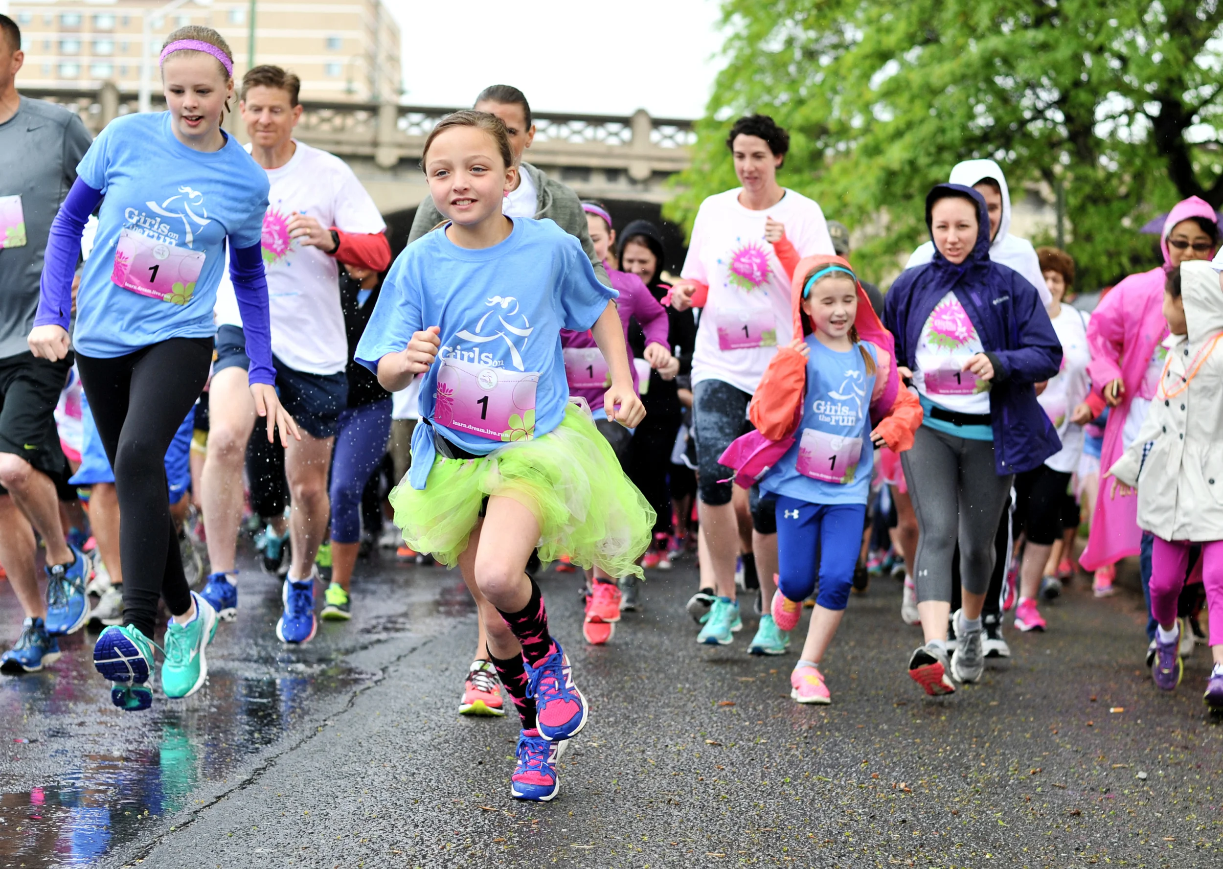 Catherine Harentz, 11, takes off during the start of the Girls on the Run race at Reading Area Community College on May 22, 2016. Harentz would go on to finish first. (Reading Eagle: Sarah Stier)