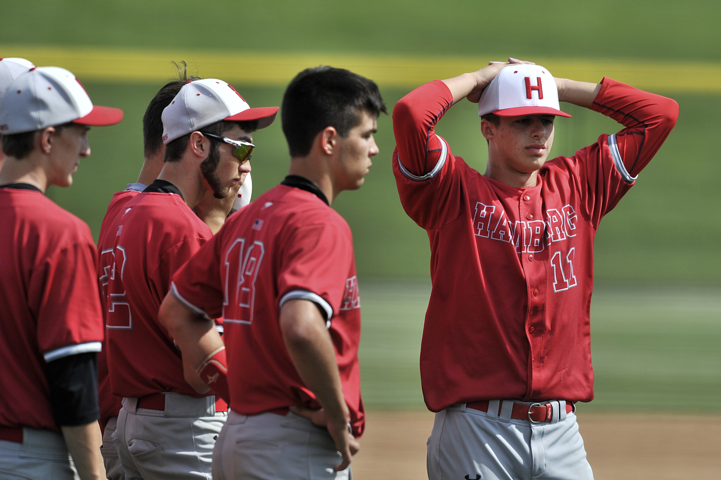 Caption/Description: Hamburg's Logan Adams looks dejected after their loss at the game against Bellefonte in the PIAA playoffs in Chambersburg, PA, on June 13, 2016. (Sarah Stier: Reading Eagle)