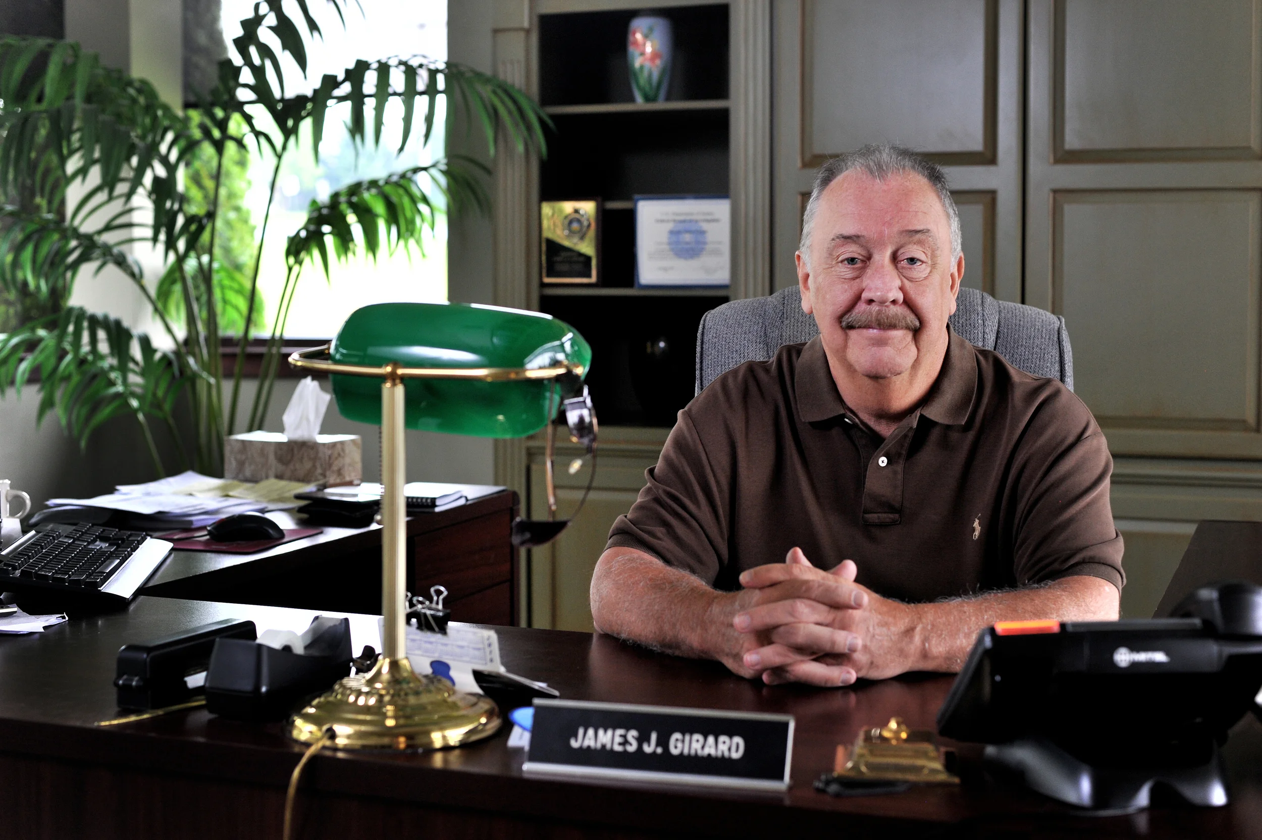 South Heidelberg Township Police Chief James Girard poses for a portrait in his office at the South Heidelberg Township Municiple Building on June 16, 2016. Girard is retiring at the end of this month after 25 years of service to the township. (Sarah Stier: Reading Eagle)