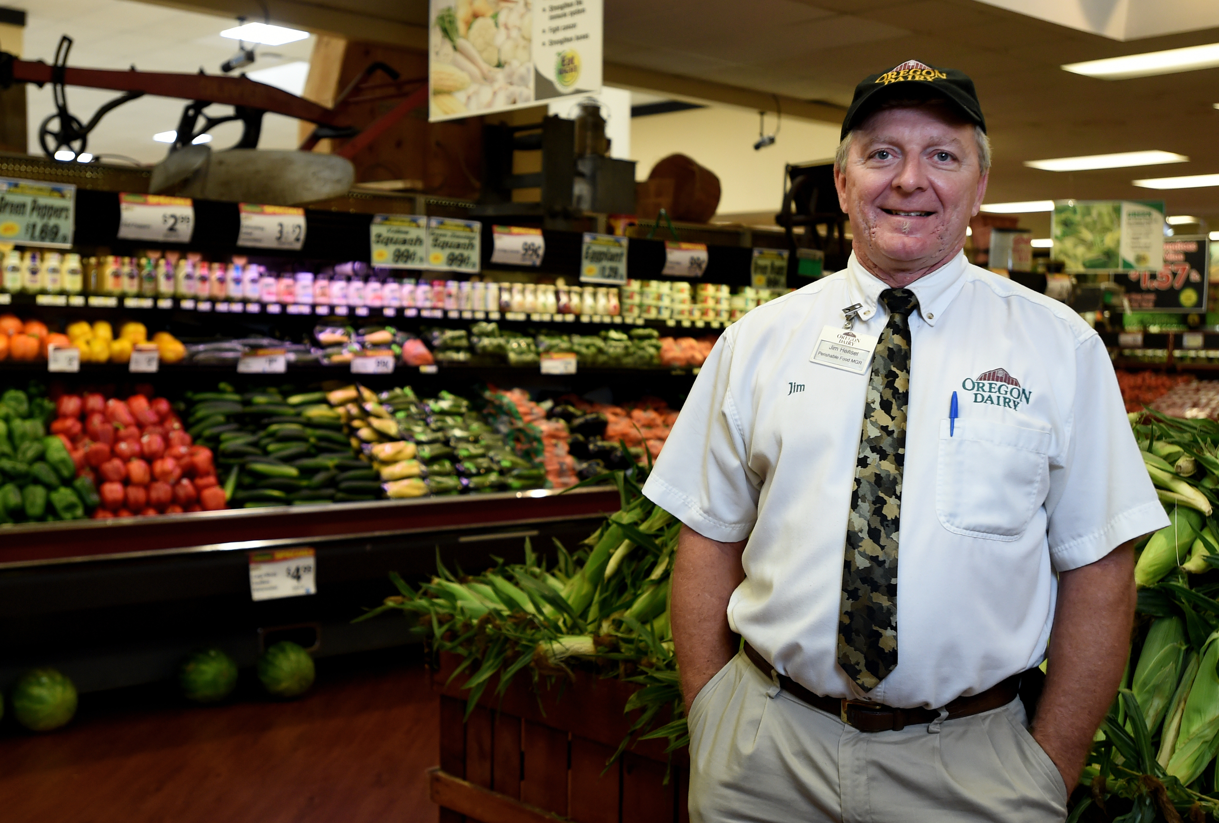 Jim Hensel, Perishable Food Manager at Oregon Dairy in Lititz, PA, poses for a portrait in the dairy's market on July 22, 2016. (Reading Eagle: Sarah Stier)