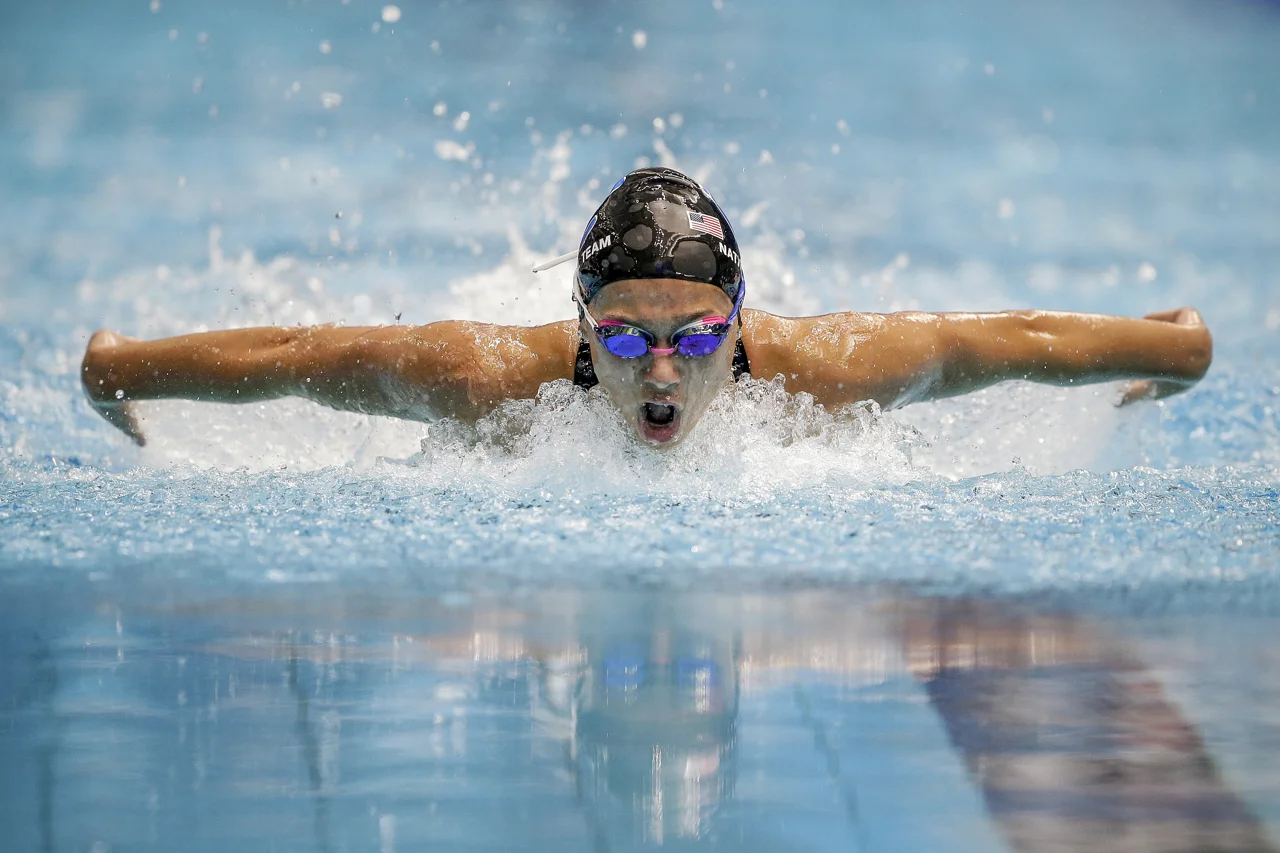 Carmel Swim Club's Kelly Pash during the butterfly leg of the 200-meter Individual Medley at the Phillips 66 National Championships at IUPUI Natatorium in Indianapolis on Saturday, July 1, 2017. Pash finished last in the C-final with a time of 2:18.41.