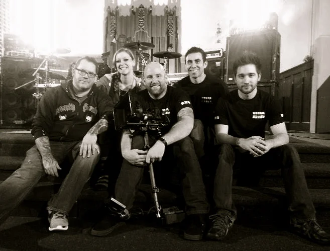Johanna with the guys of Focus Peak Media and Cool World Photography on set of the Bobaflex music video shoot.