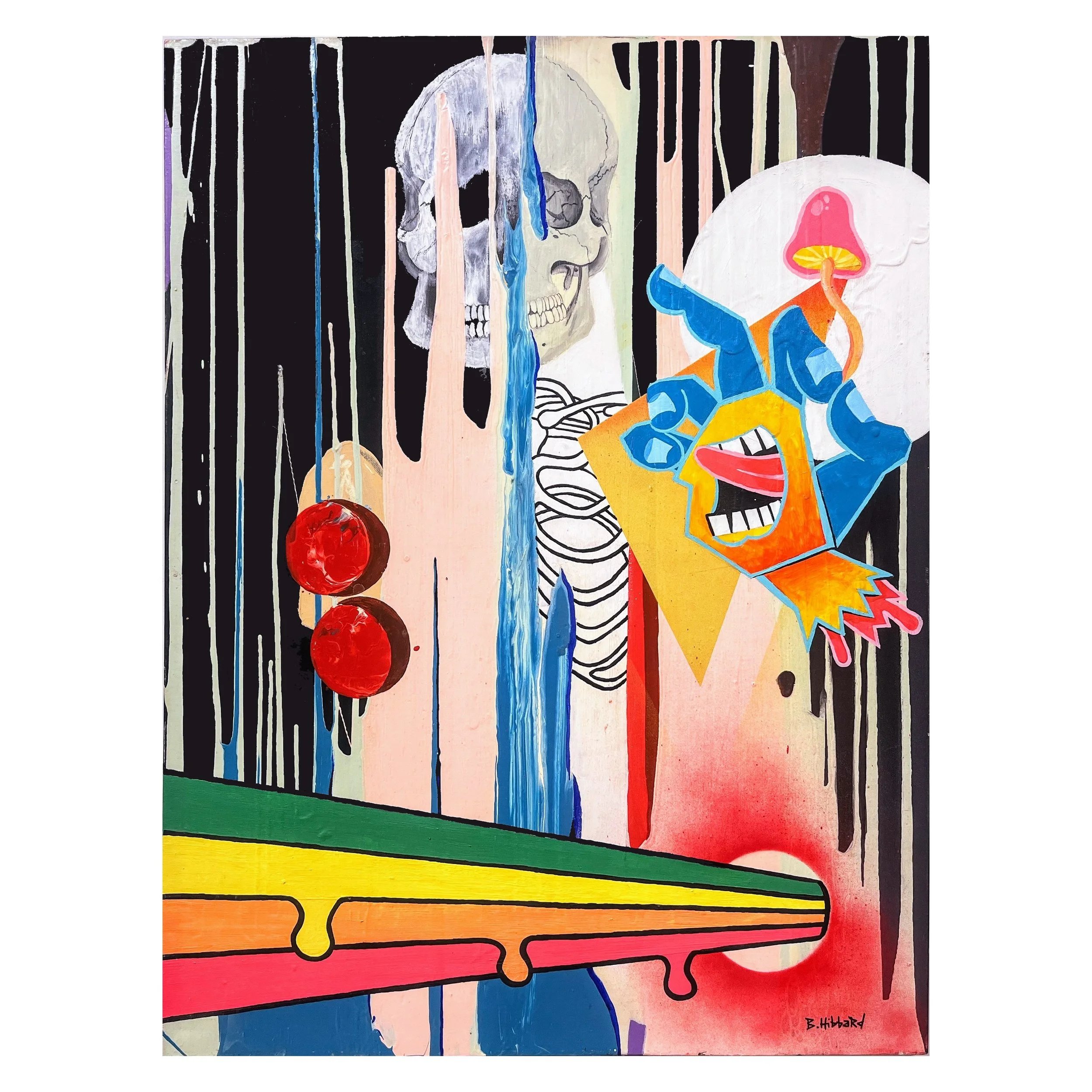 A ghost driving a meat coated skeleton made from stardust.jpg
