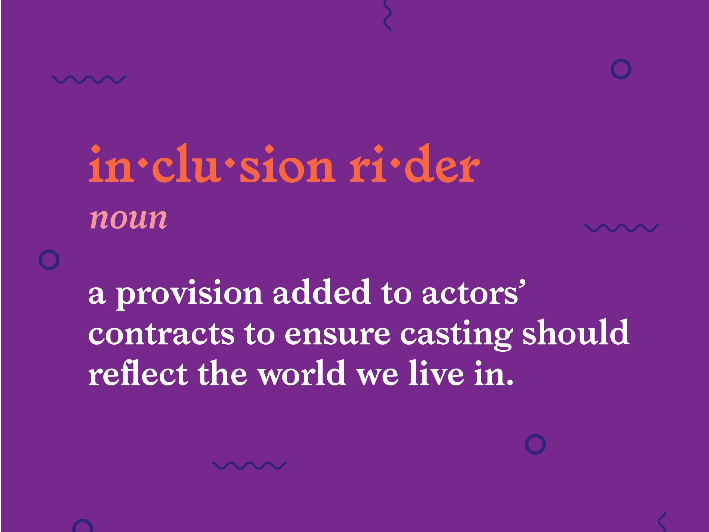 After Frances McDormand's acceptance speech last night I was frantically googling what an #inclusionrider was and got this. "It stipulates that in small and supporting roles, characters should reflect the world we live in. That includes 50% gender parity, 40% inclusion for people of color, 5% L.G.B.T.Q., and 20% disabled." Okay, I'm on board 🏄♀️🤙