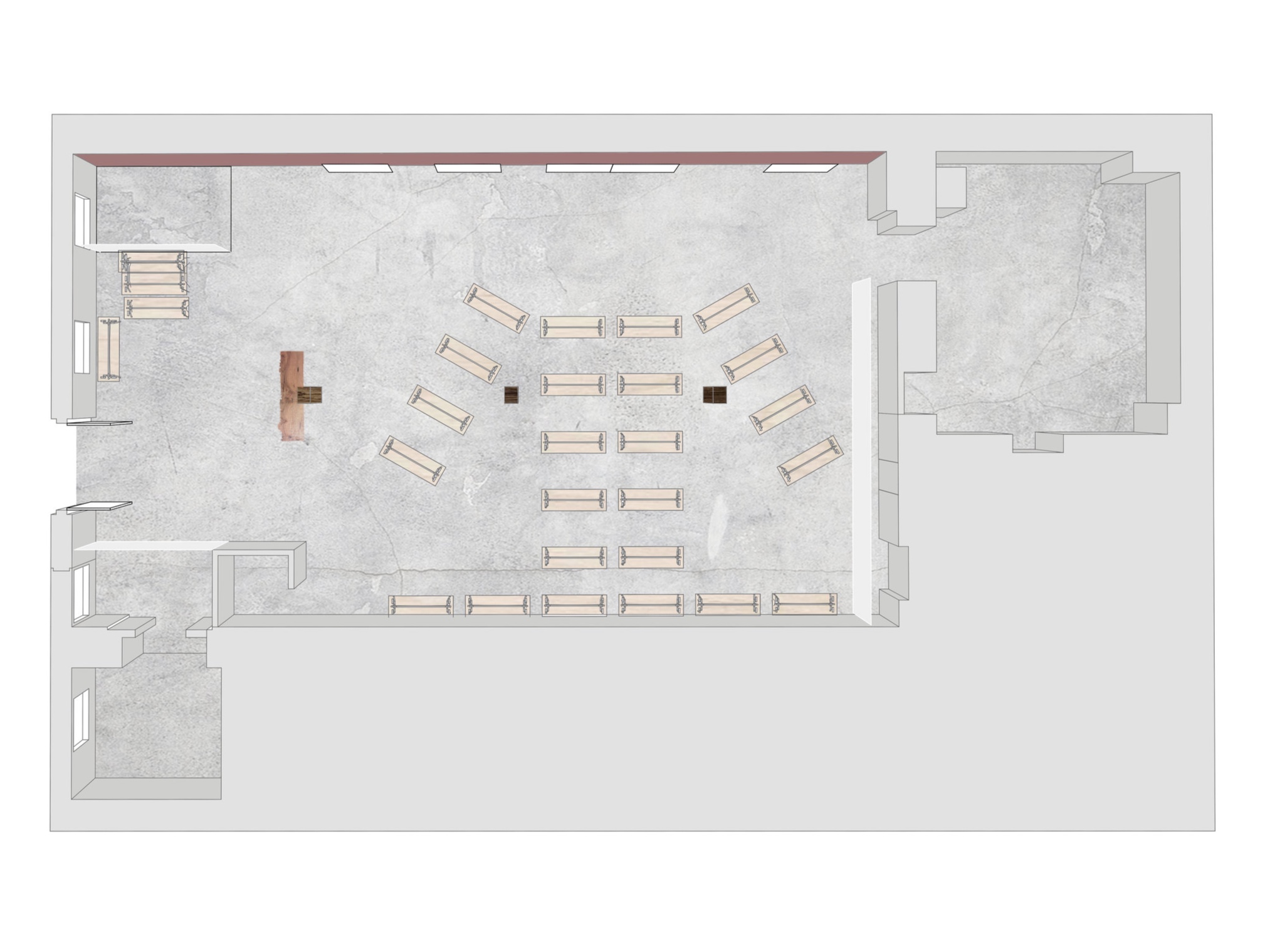 Plan of Lecture Arrangement (Modeled in Rhino, Rendered in Photoshop)
