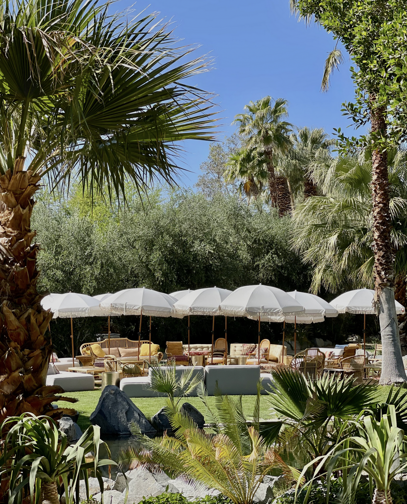 Outdoor lounge rentals and umbrellas