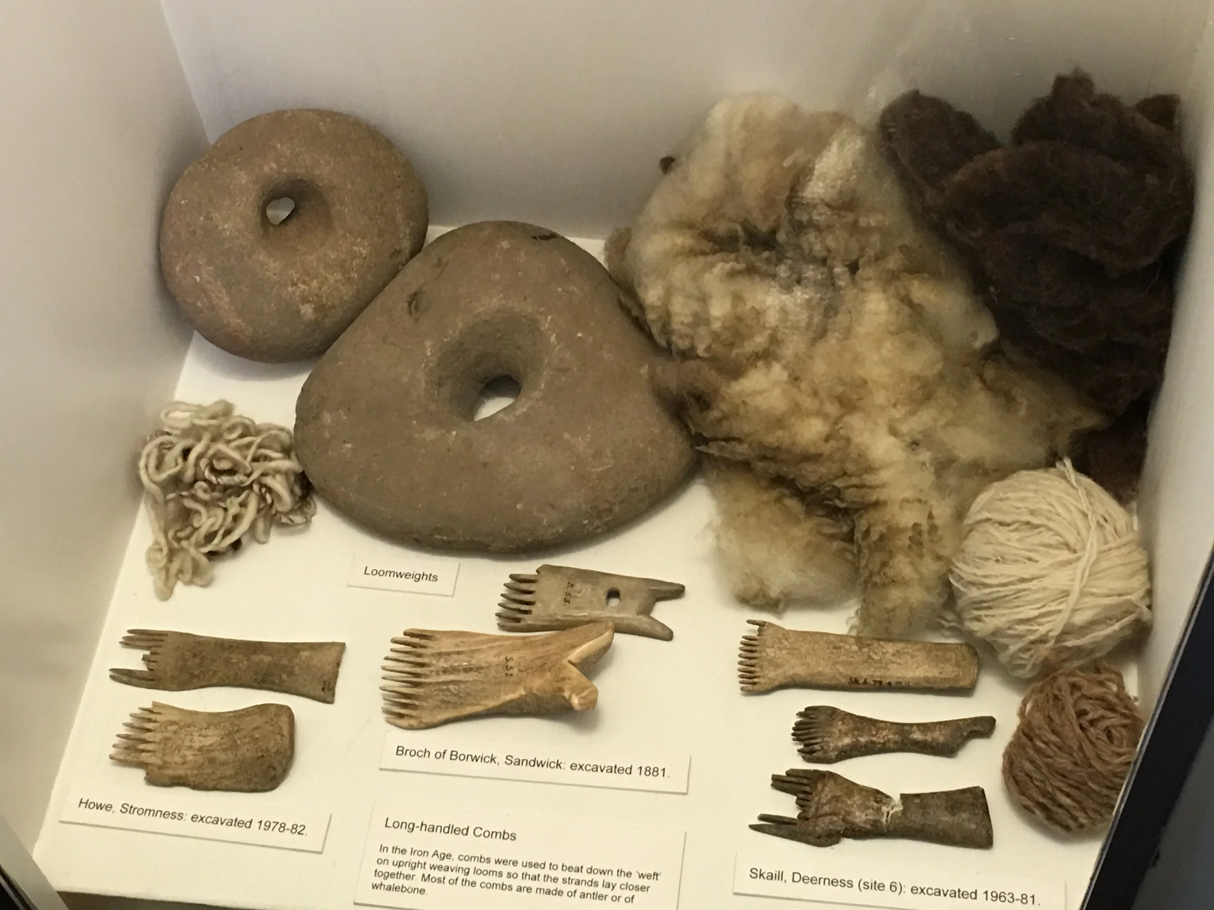 Some of the many fiber related Neolithic artifacts found on Orkney.