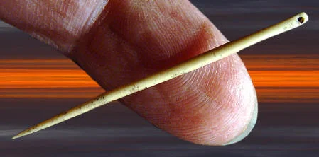 EST. 10,500 TO 11,000 YEARS BEFORE PRESENT COPYRIGHT AUGUST 31, 2012 PETER A. BOSTROM Cast of a bone needle from the Buhl site.