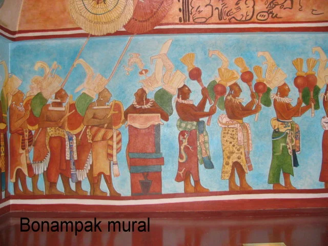 Mural at Bonampak, Chiapas, Mexico.