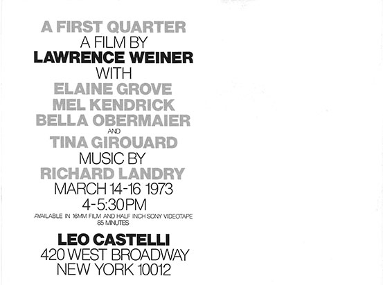 Lawrence Weiner "A First Quarter" (1973)