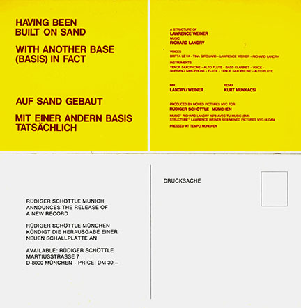 Lawrence Weiner "Having Been Built on Sand"