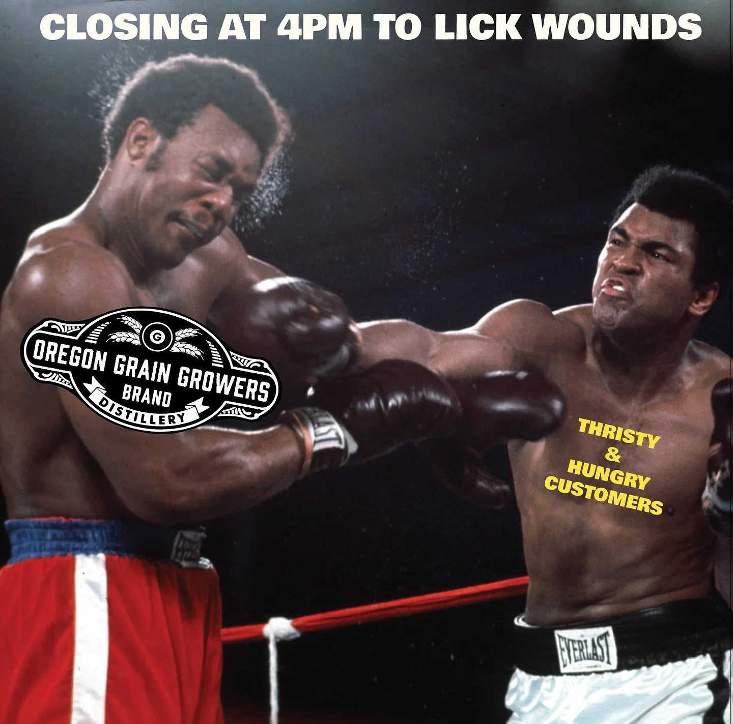 Closing at 4pm today to reflect on the previous week. We love you, but need to shift it into neutral for the sanity of the staff.. see you Wednesday!