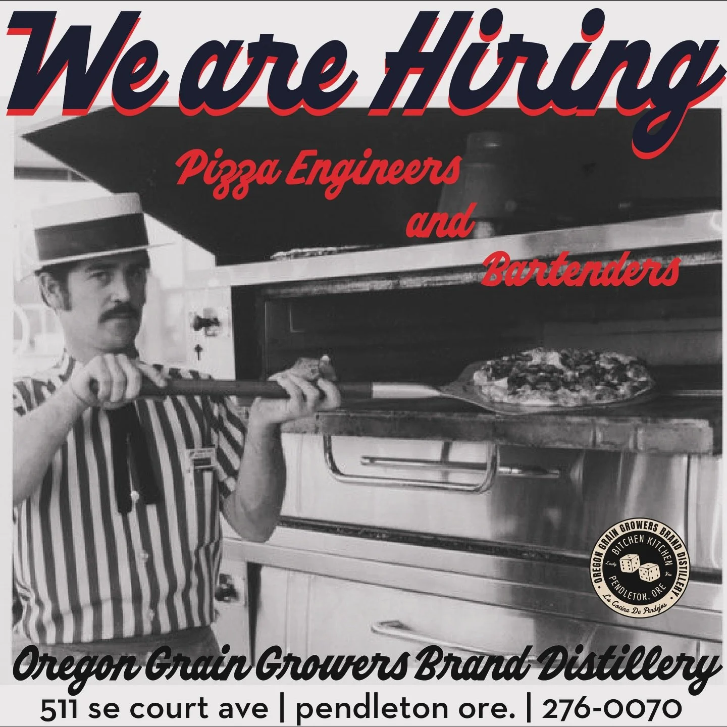Do you like working? Pimp ass straw hats? Do we have something for you! We are hiring for the pizza line and bartender position. Pay DOE. You can find us on indeed or drop of a resume at the distillery. Thanks! #pendletonoregon #pizza #bartenders
