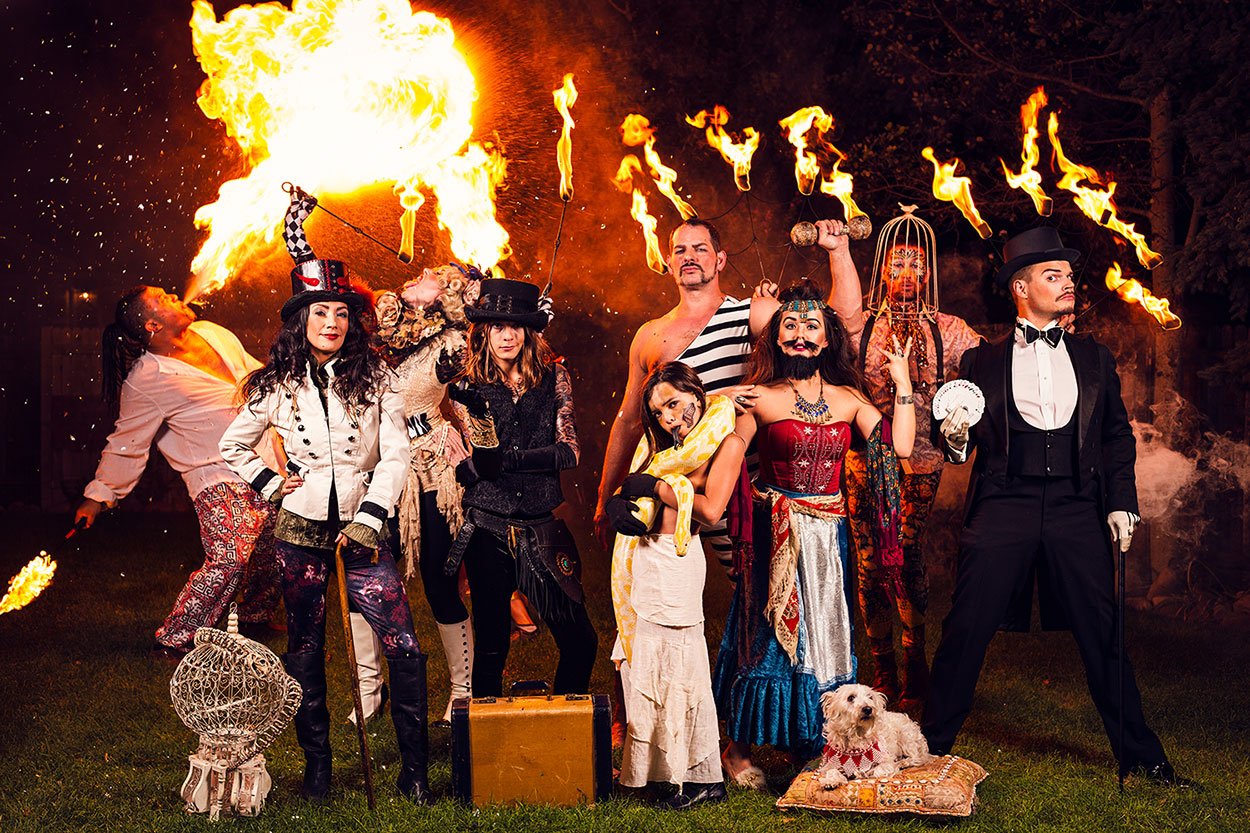  Unordinary circus-themed conceptual family photography in Salt Lake City by MANICPROJECT creative portrait photographer featuring theatrical costumes and high-concept storytelling 