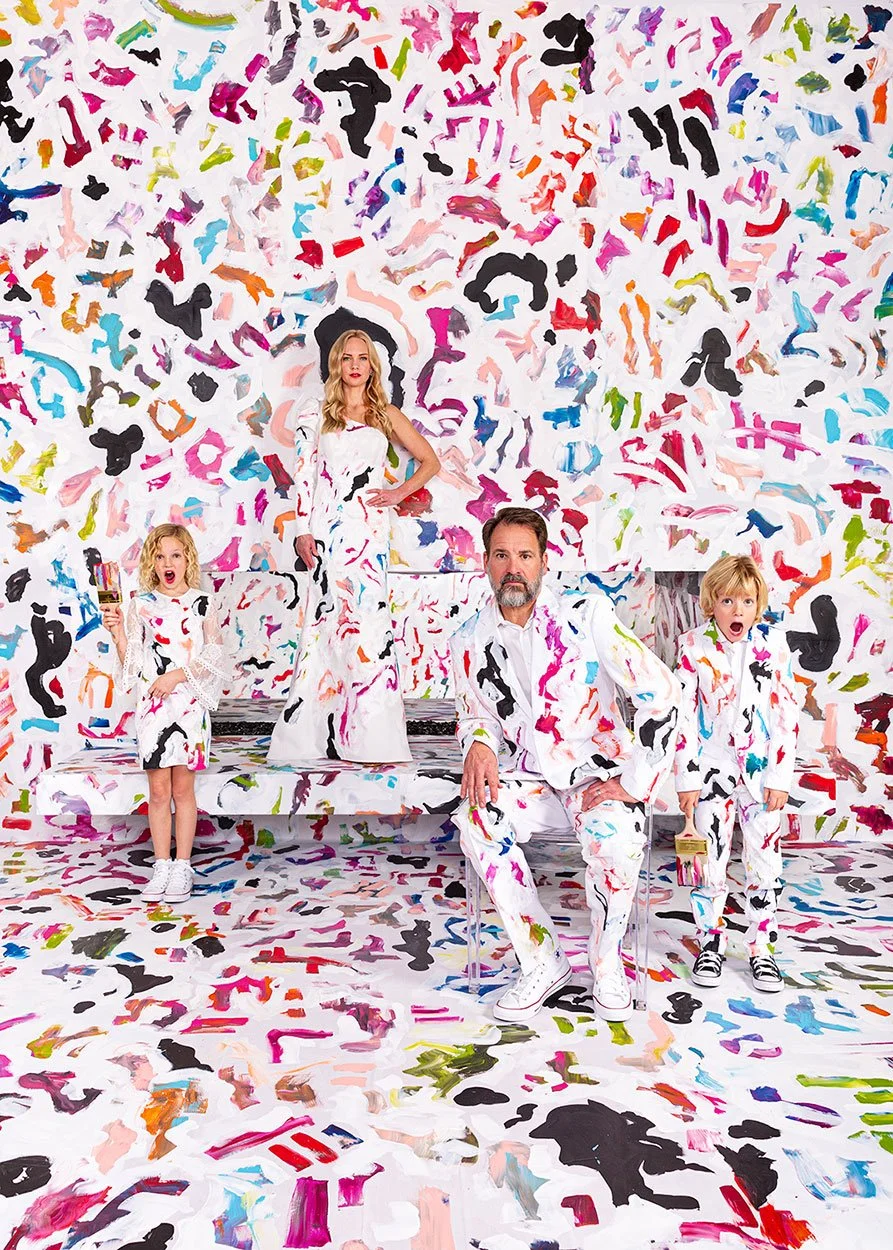  Highly conceptual and immersive family portrait featuring a hand-painted custom set design by MANICPROJECT creating a timeless fine art aesthetic in Salt Lake City 