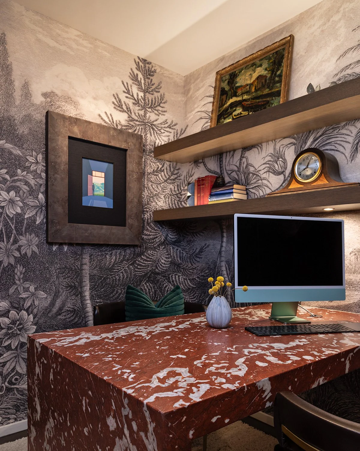 Editorial architectural photography of a modern Salt Lake City condo workspace as seen in Utah Style & Design. Shot by MANICPROJECT for designers Tally Stevens and Rustin Owens.