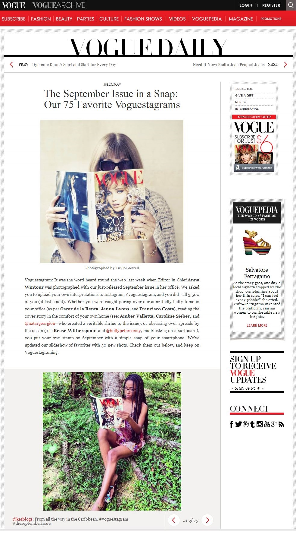 Photo/ extract from VogueMagazine.com 