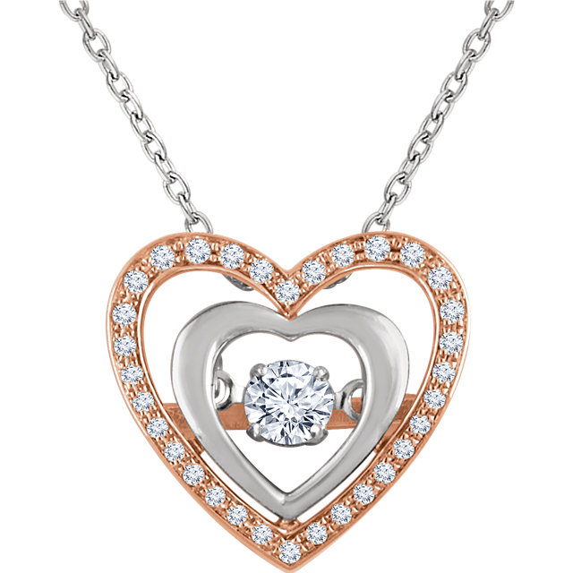 Jewels By Lux 14K Rose Gold-Plated 925 Sterling Silver .06 CTW Diamond Heart 18 Necklace