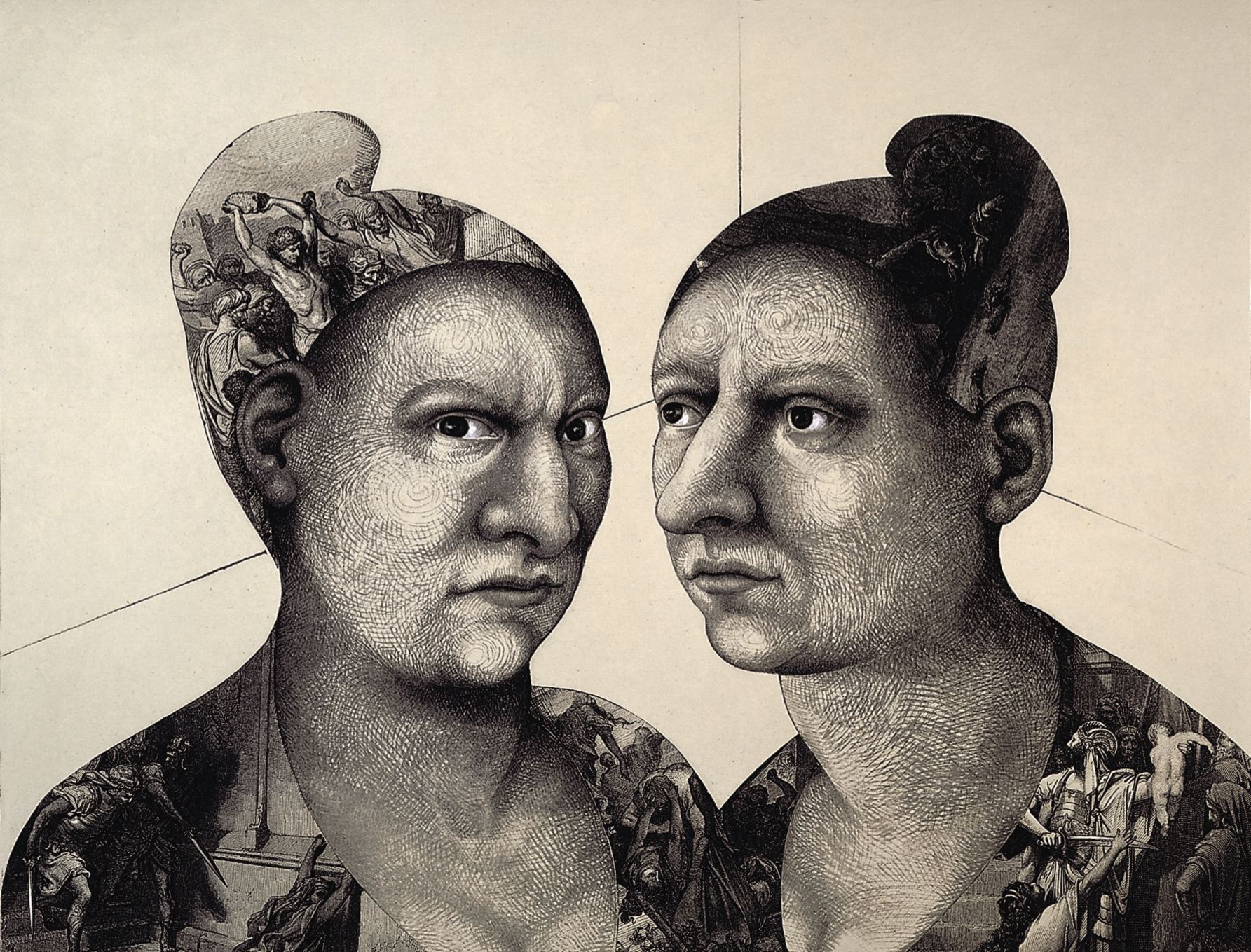 Women's Studies   2005 polymer gravure etching with chine collie & gouache, ed. 40, 14 x 18 inches