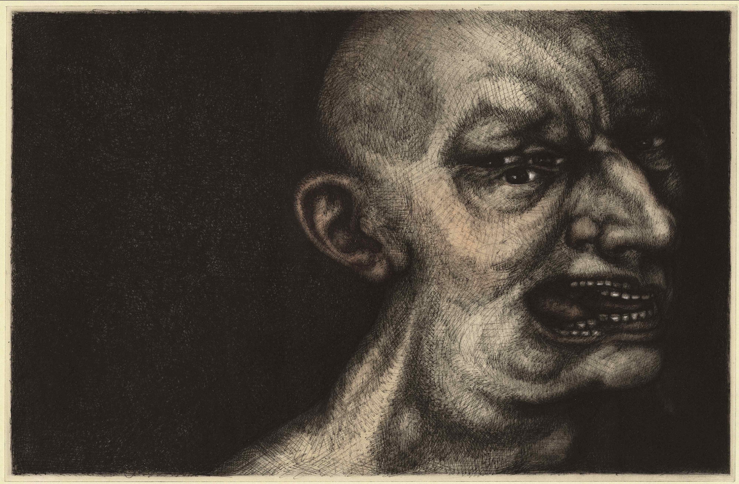 Doubtful Man     2005 10.25 x 15.50 etching with gouache