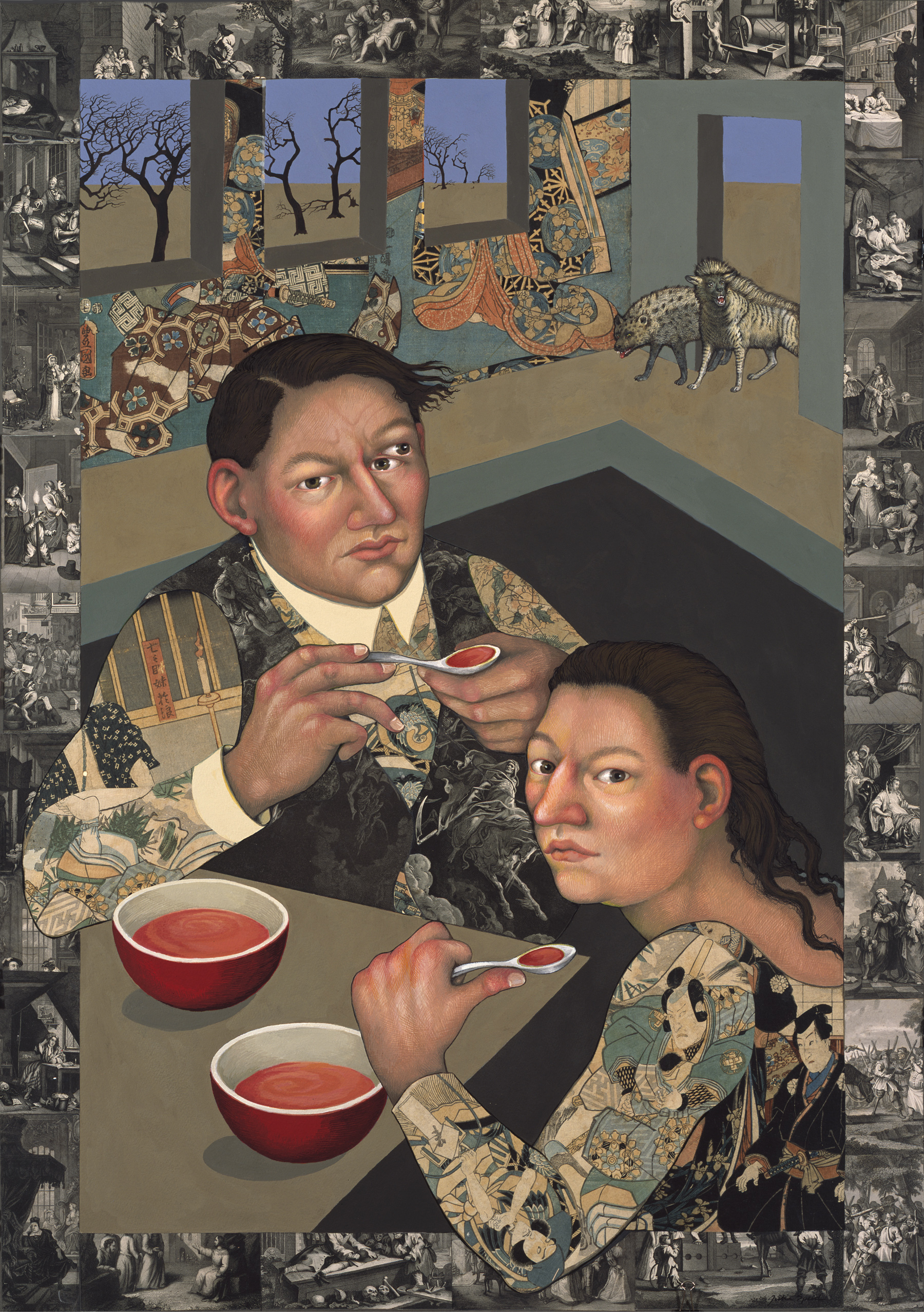 Eating Warhol's Lunch 2016 gouache & collage, 41 x 29 inches