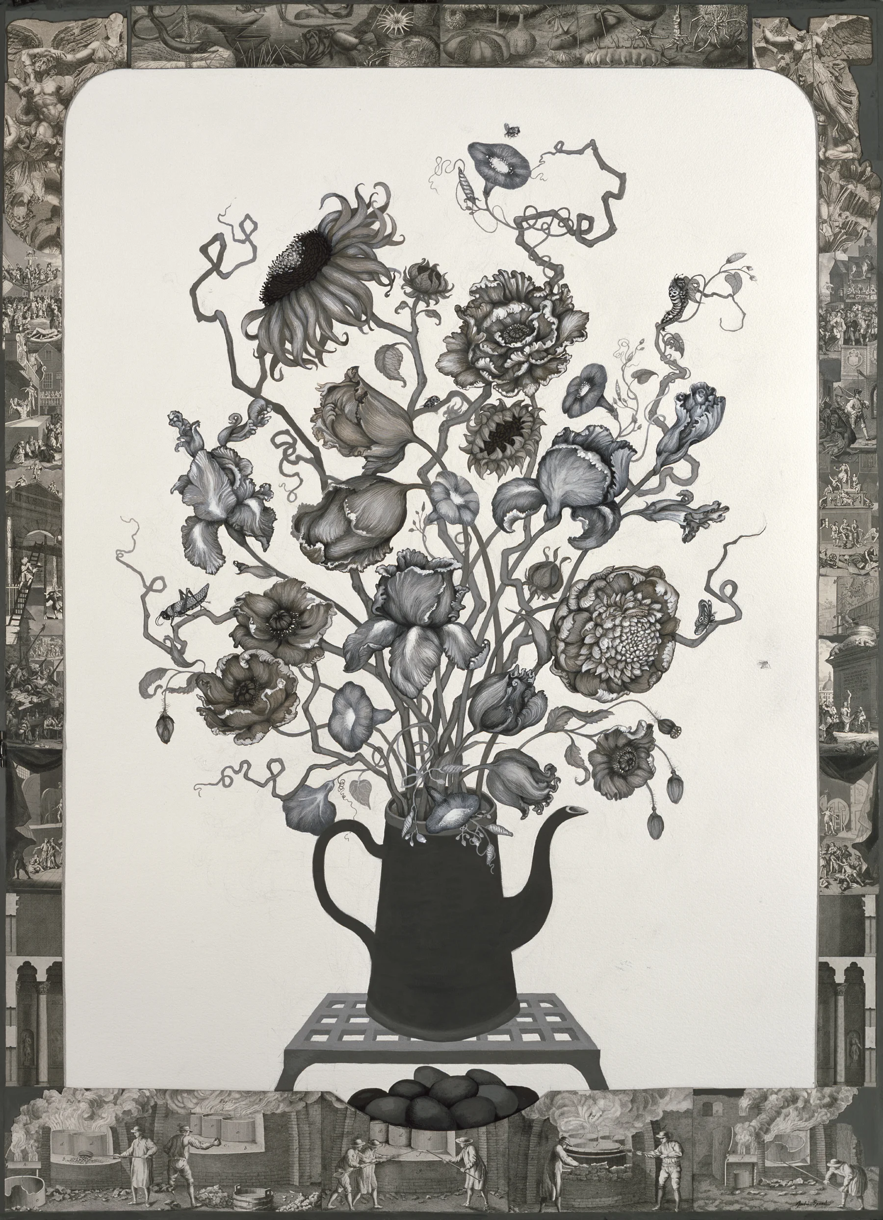 Hothouse 2017 gouache & collage, 41 x 29 inches