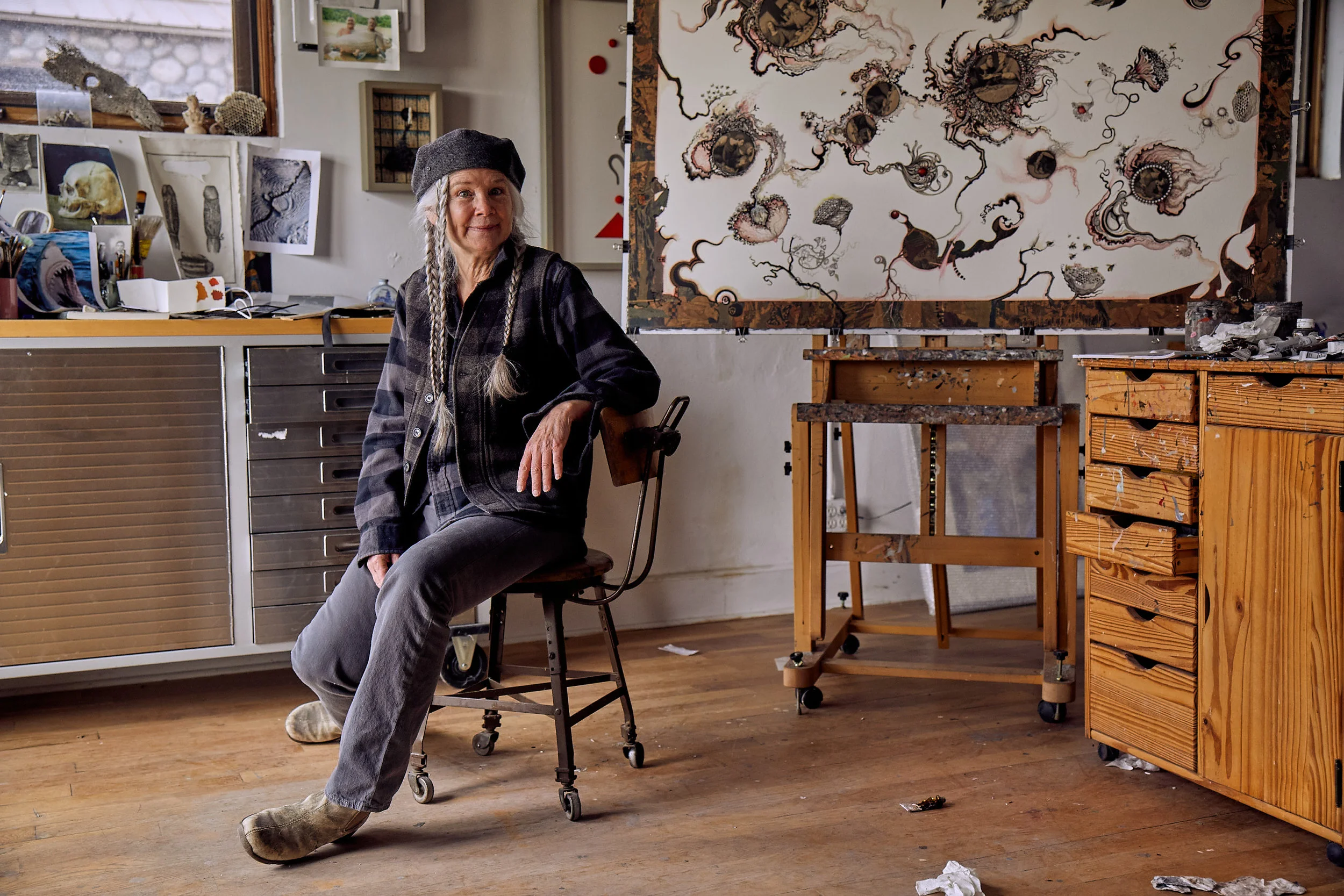 With “The Last Supper” on the easel May 2019. photo credit: Danielle Levitt