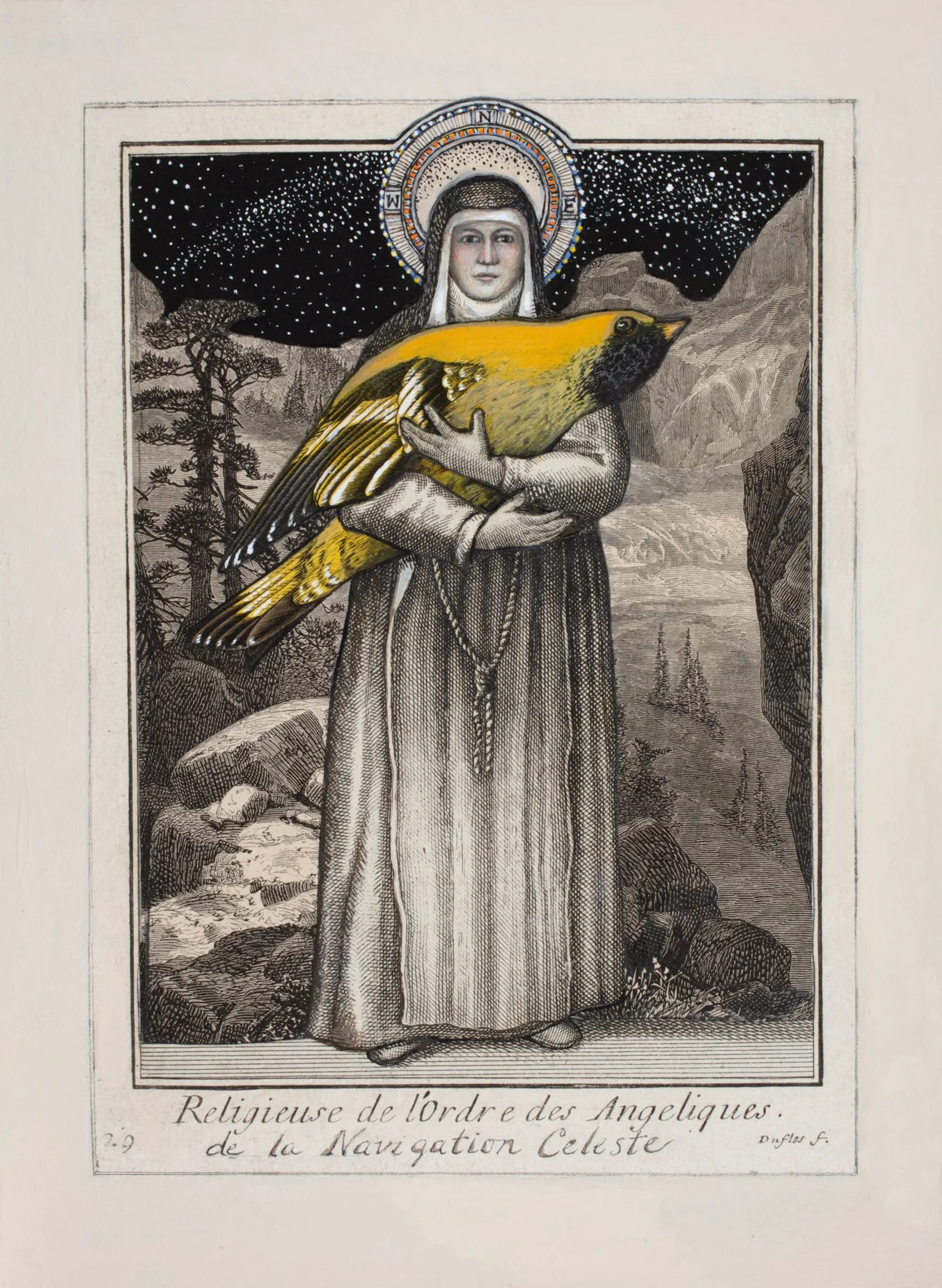 Navigator Nun 2 2 2022 gouache & collage, 9 X 7.5 inches.jpg