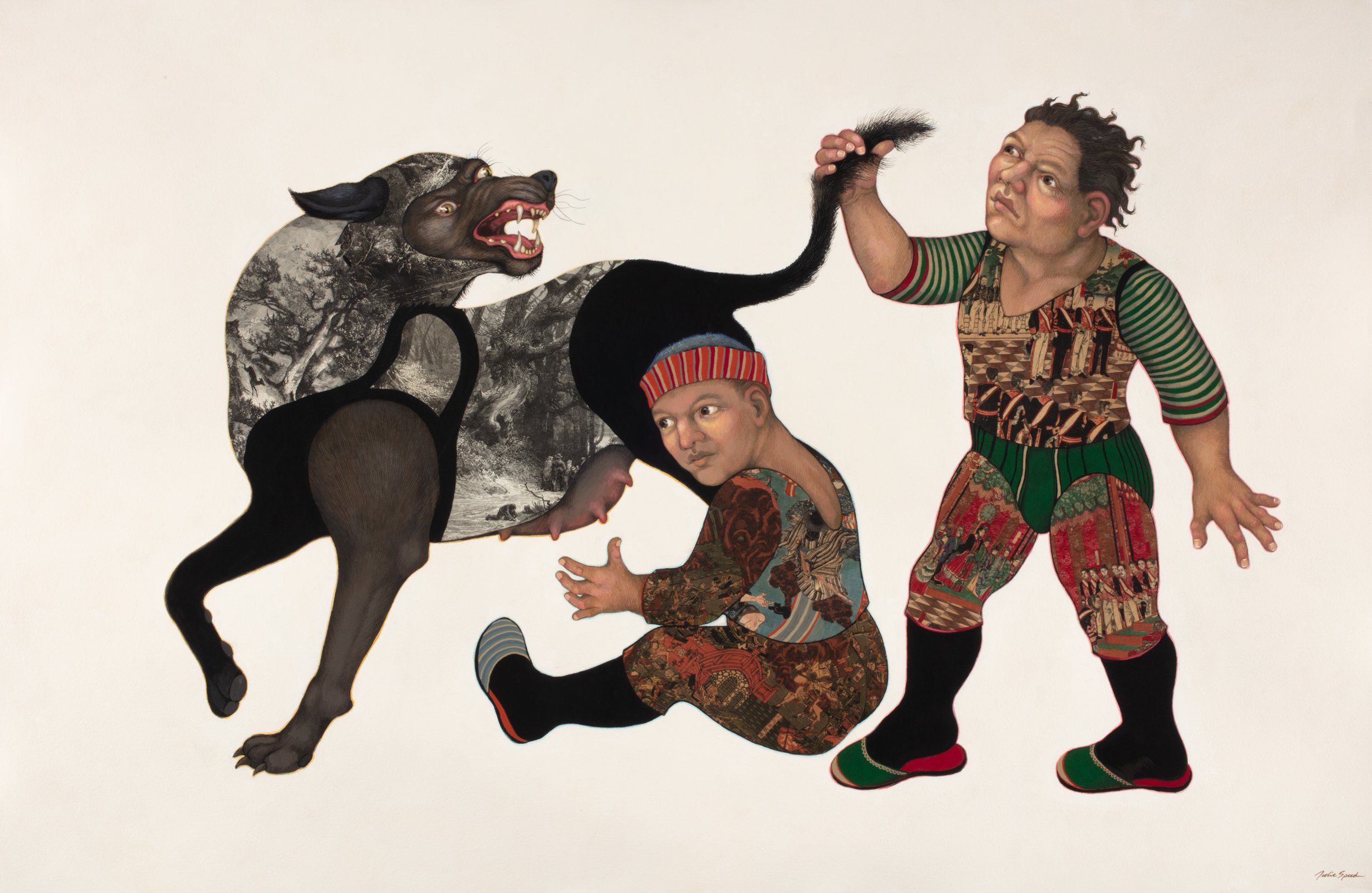 Cry Wolf LR 2022 gouache & collage, 40 X 60 inches .jpg