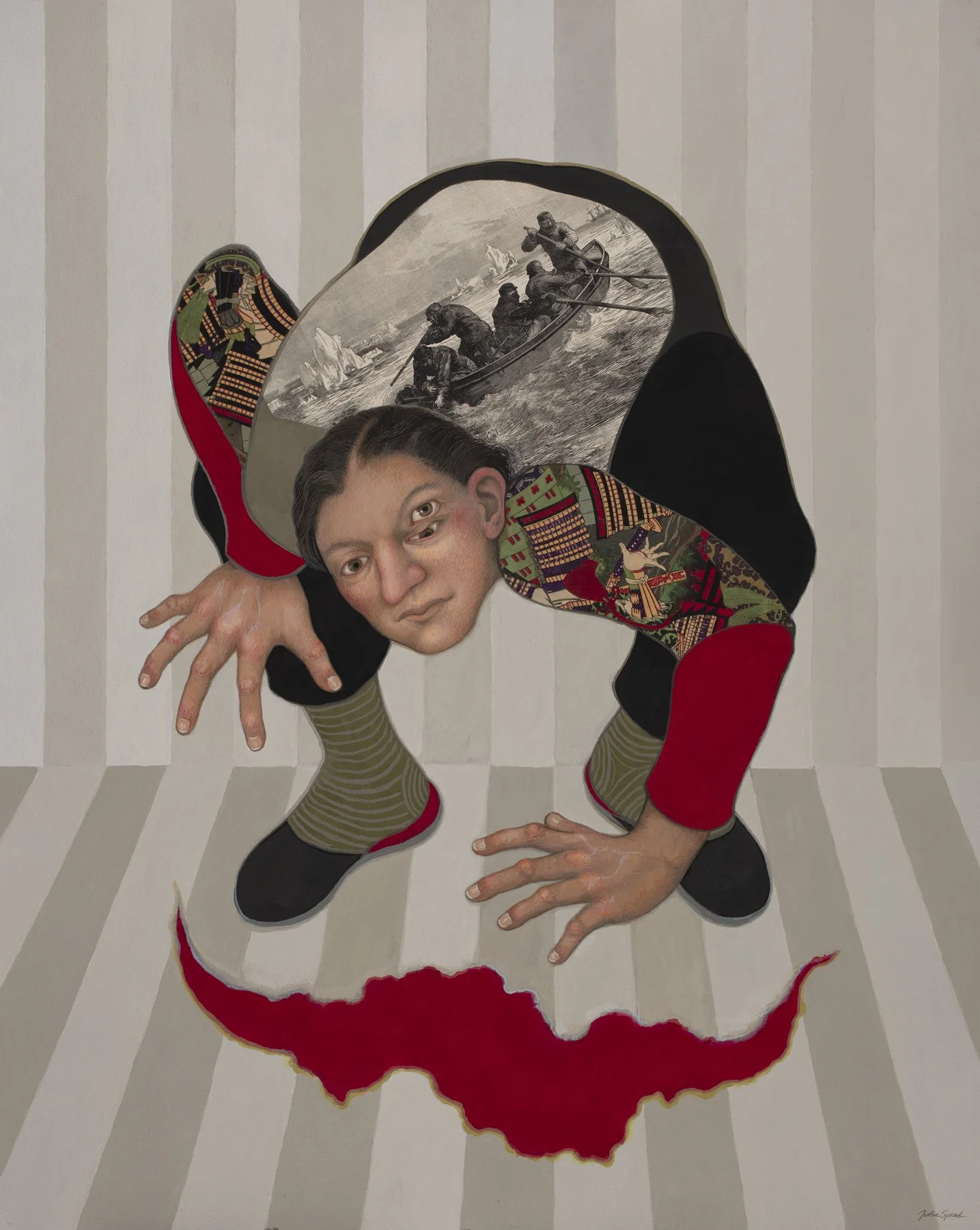 First Person Shooter  LR  2026 gouache & collage, 40 X 32 inches .jpg