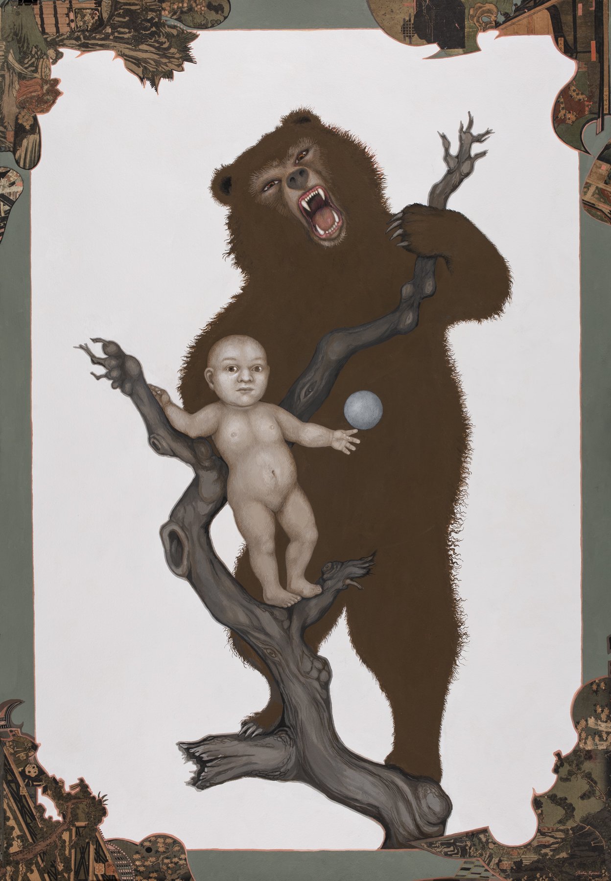 Salvatores Mundi LR  gouache & collage, 58.25 X 40 inches .jpg