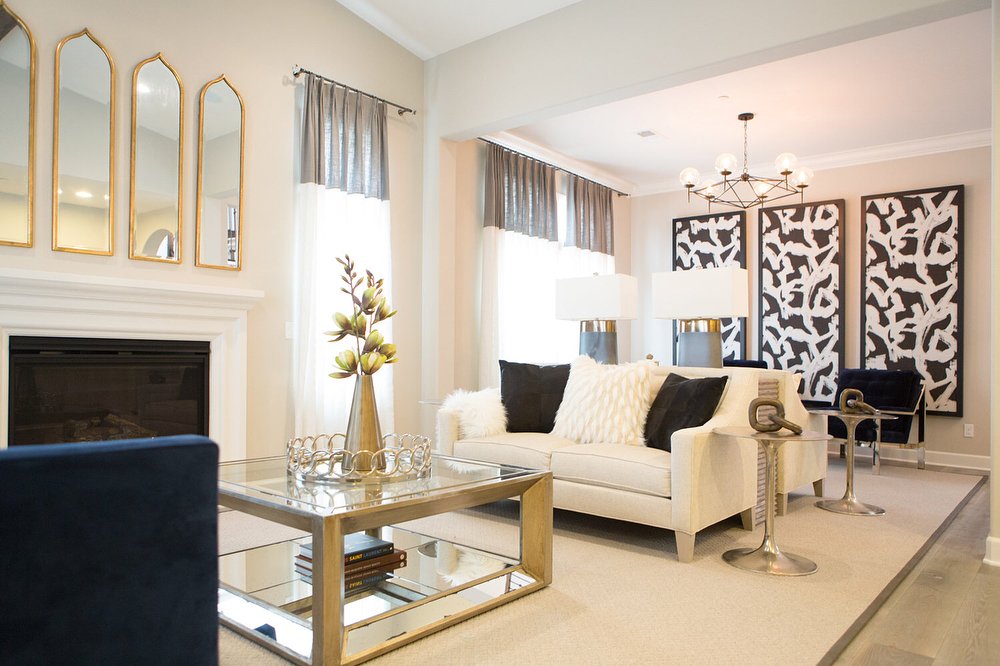 Turned the formal living and dining rooms into a parlor. Since the fabric itself was artwork, we framed and hung it.
