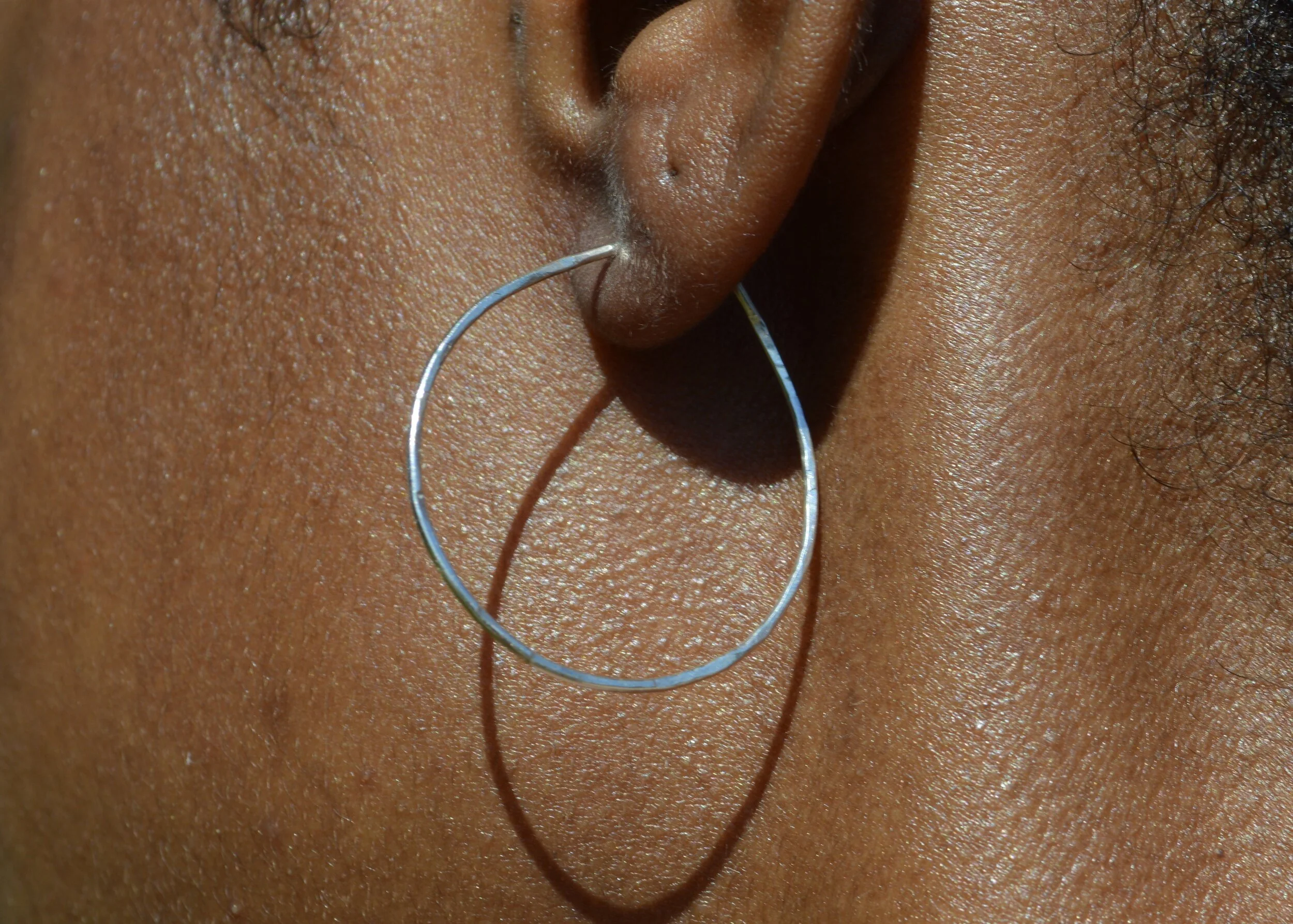 Hammered Silver Hoops