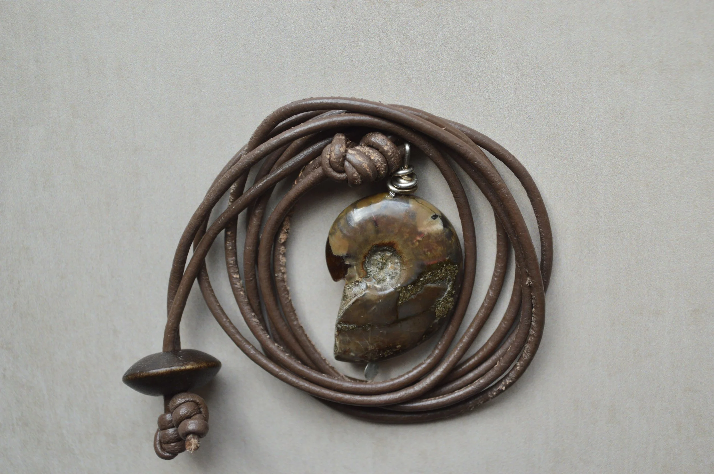 Ammonite Necklace in Taupe