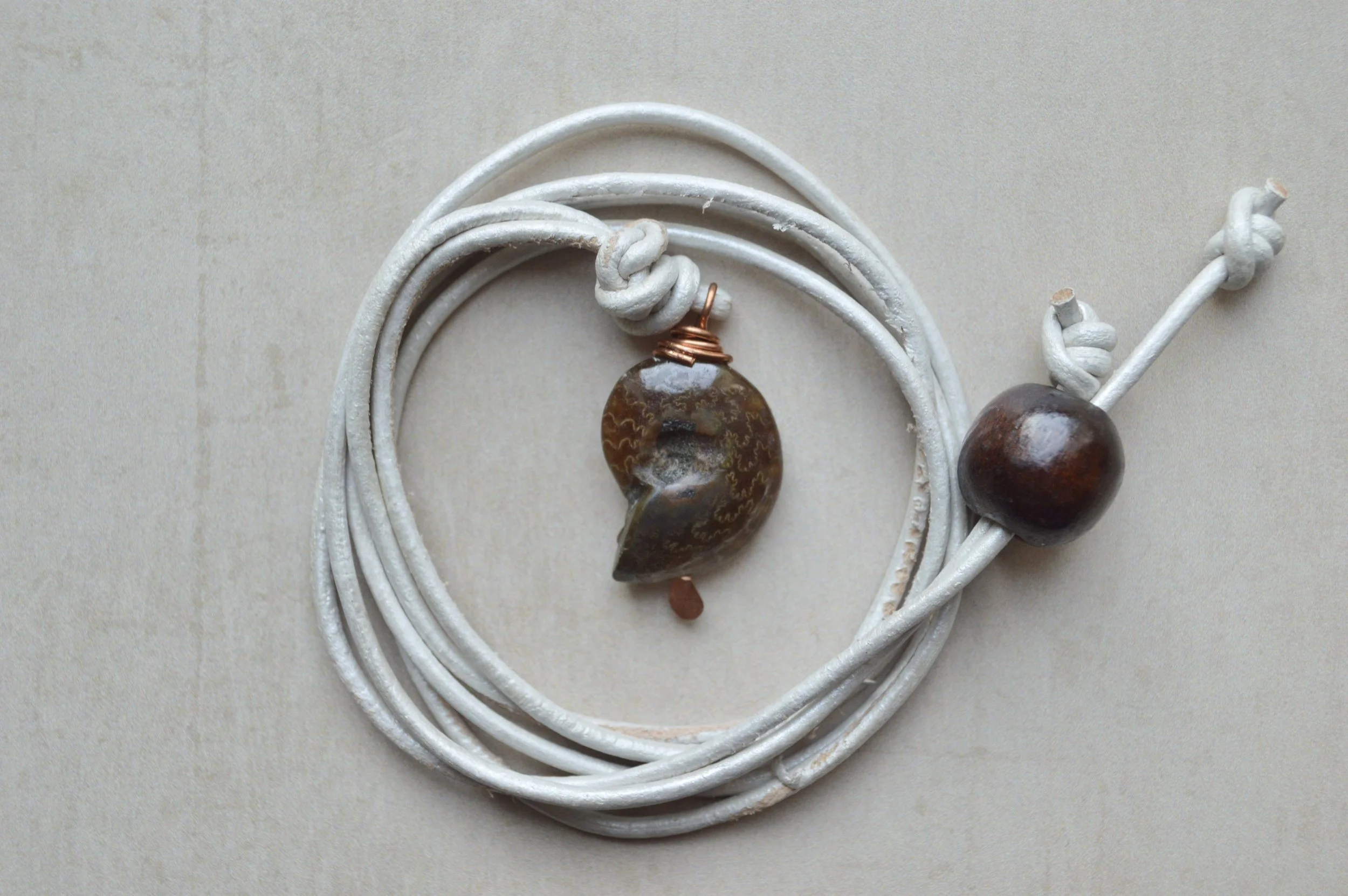 Petite Ammonite Necklace in White
