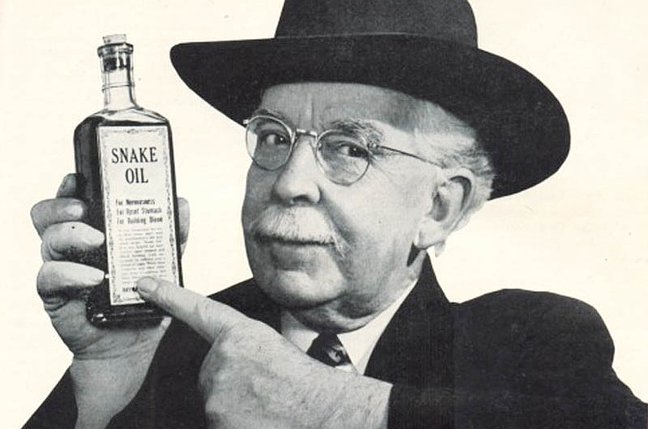 "Cures rheumatism! Reverses aging! Relieves -- What? Sell books? Um... sure, it does that too."