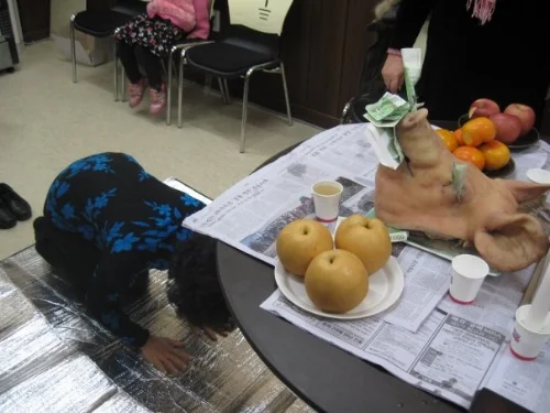 “ON YOUR KNEES, MORTAL! Also... the God of Swine does not accept credit cards.”