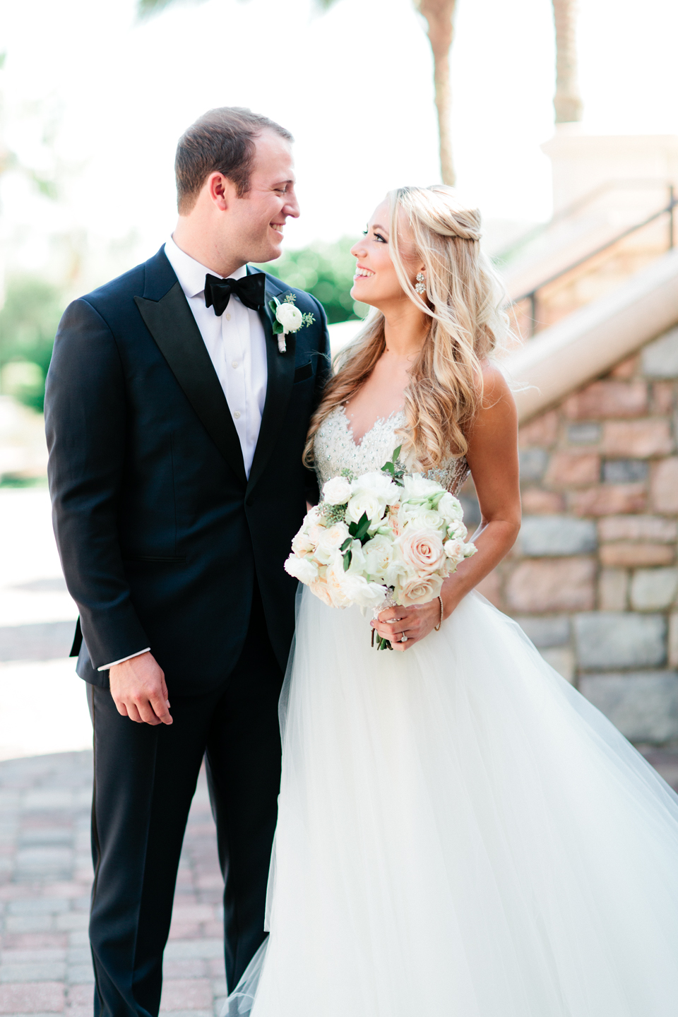 Image of a bride and groom looking at each other on their wedding day at TPC Sawgrass in Ponte Vedra, Florida