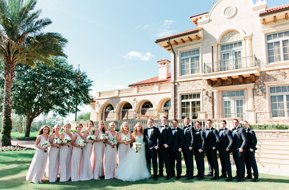 Image of a bridal party on the wedding day at TPC Sawgrass in Ponte Vedra, Florida