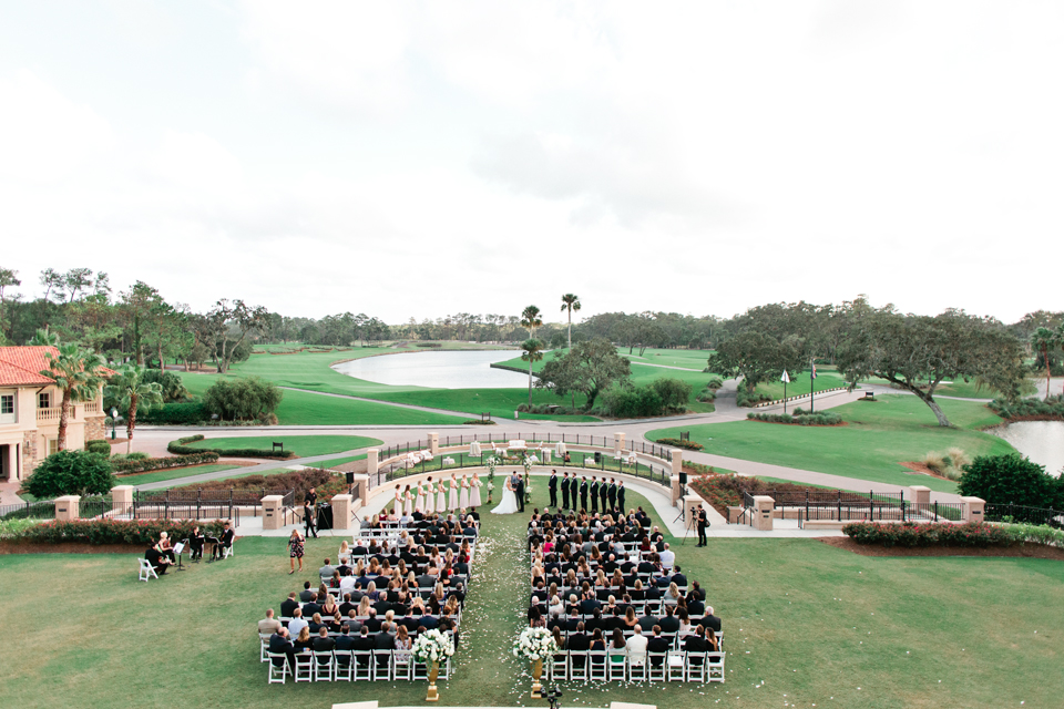 Image of a ceremony overlooking the golf course at TPC Sawgrass in Ponte Vedra, Florida