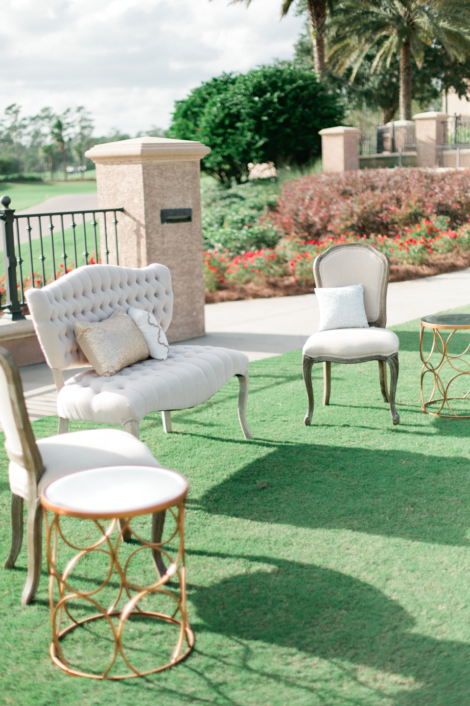 Image of cocktail hour set-up with lounge furniture at TPC Sawgrass at Ponte Vedra, Florida