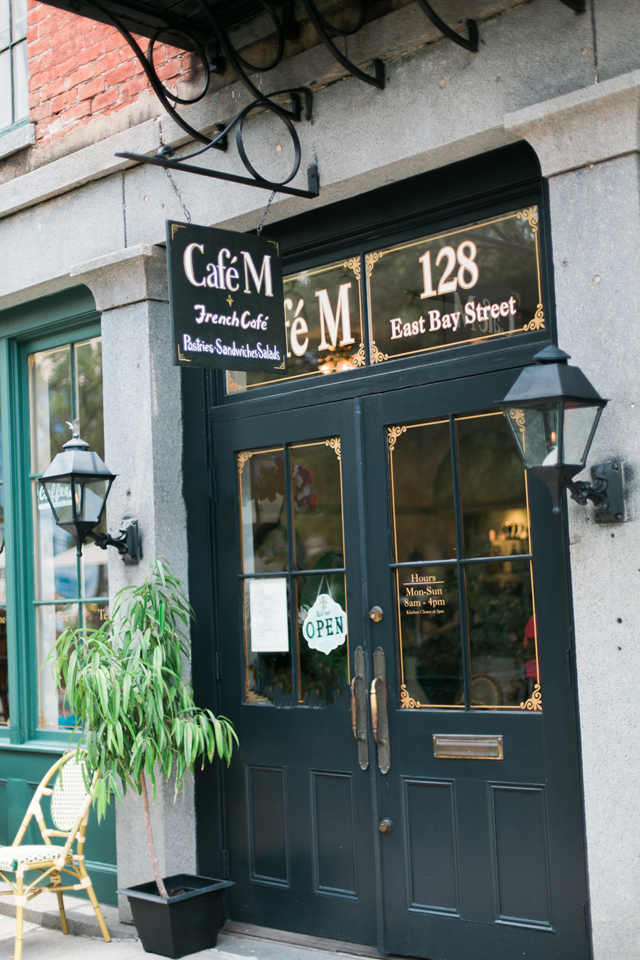 Outside Cafe M in historic Savannah Georgia, a Parisian cafe
