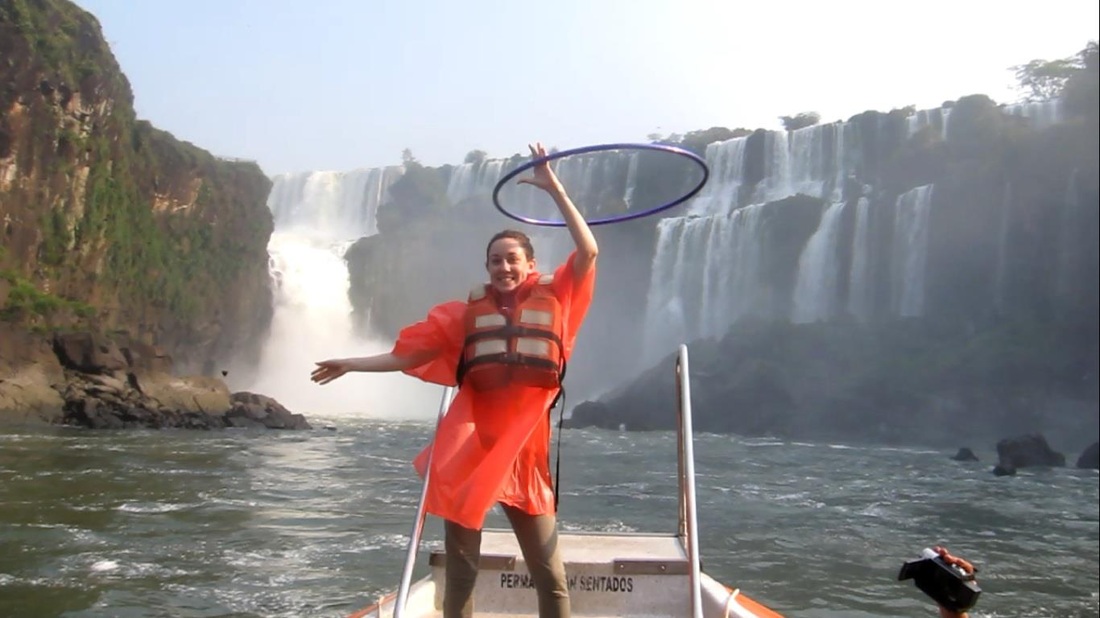 about to get drenched in iguazu falls, brazil