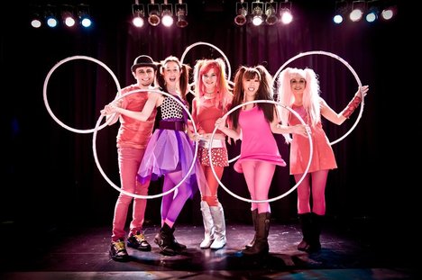 From Left: Tim Spins, Pixie Hularina, Bunny Hoop Star, Shiho, GemStar. Photo by Nick Coppins.