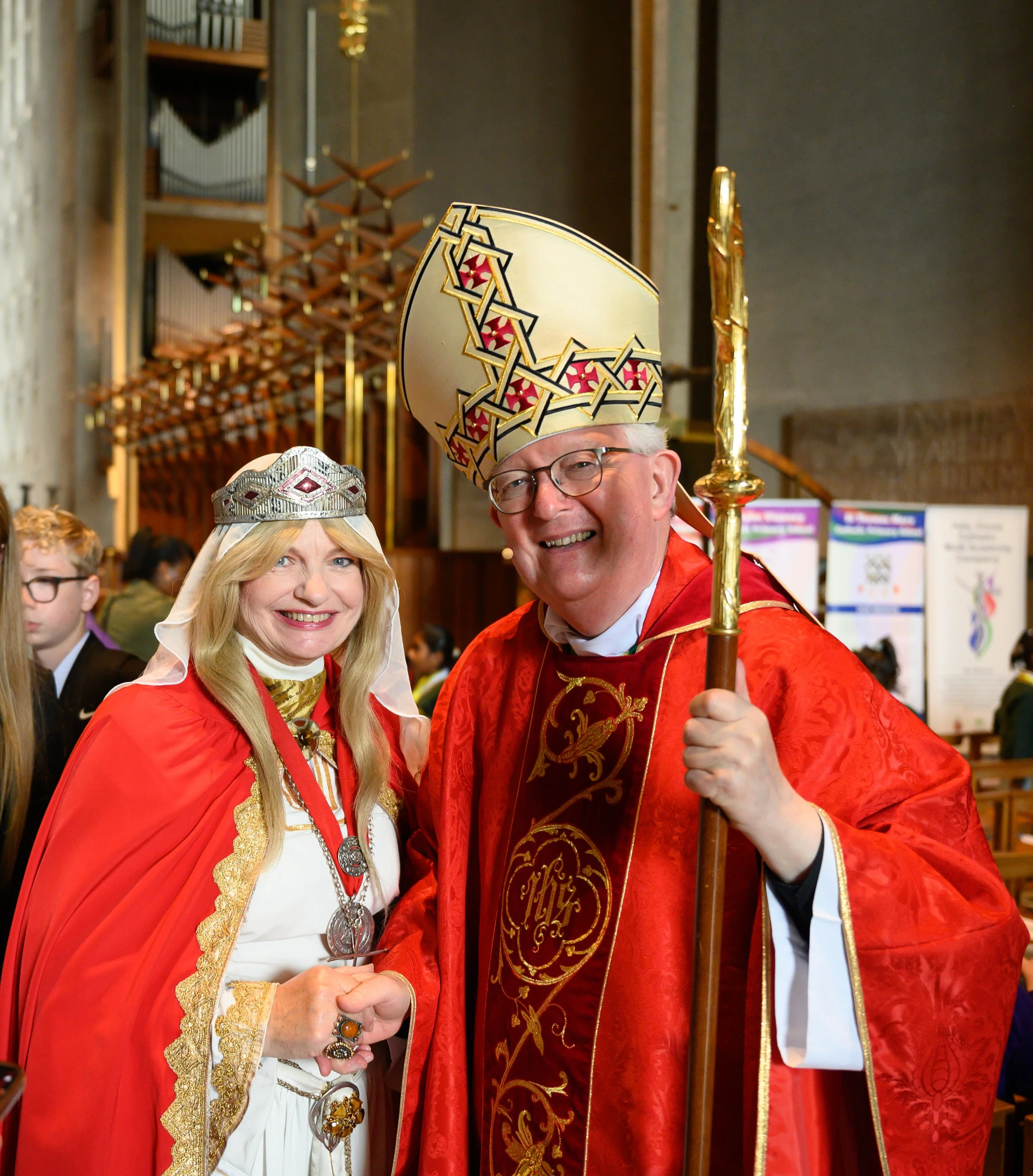  Lady Godiva and the Catholic Archbishop of Birmingham Diocese at Coventry Cathedral 